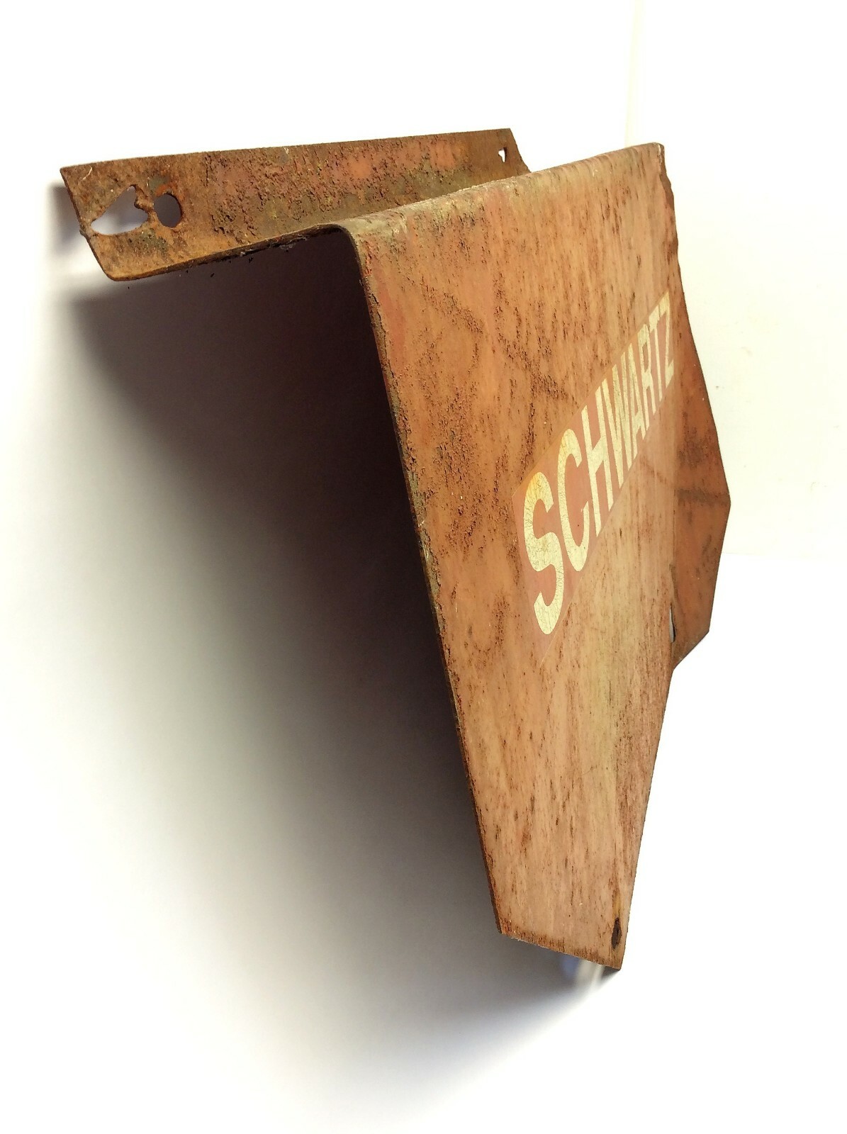 Vintage Metal Steel Painted Red Schwartz One Sided Business Sign Advertising