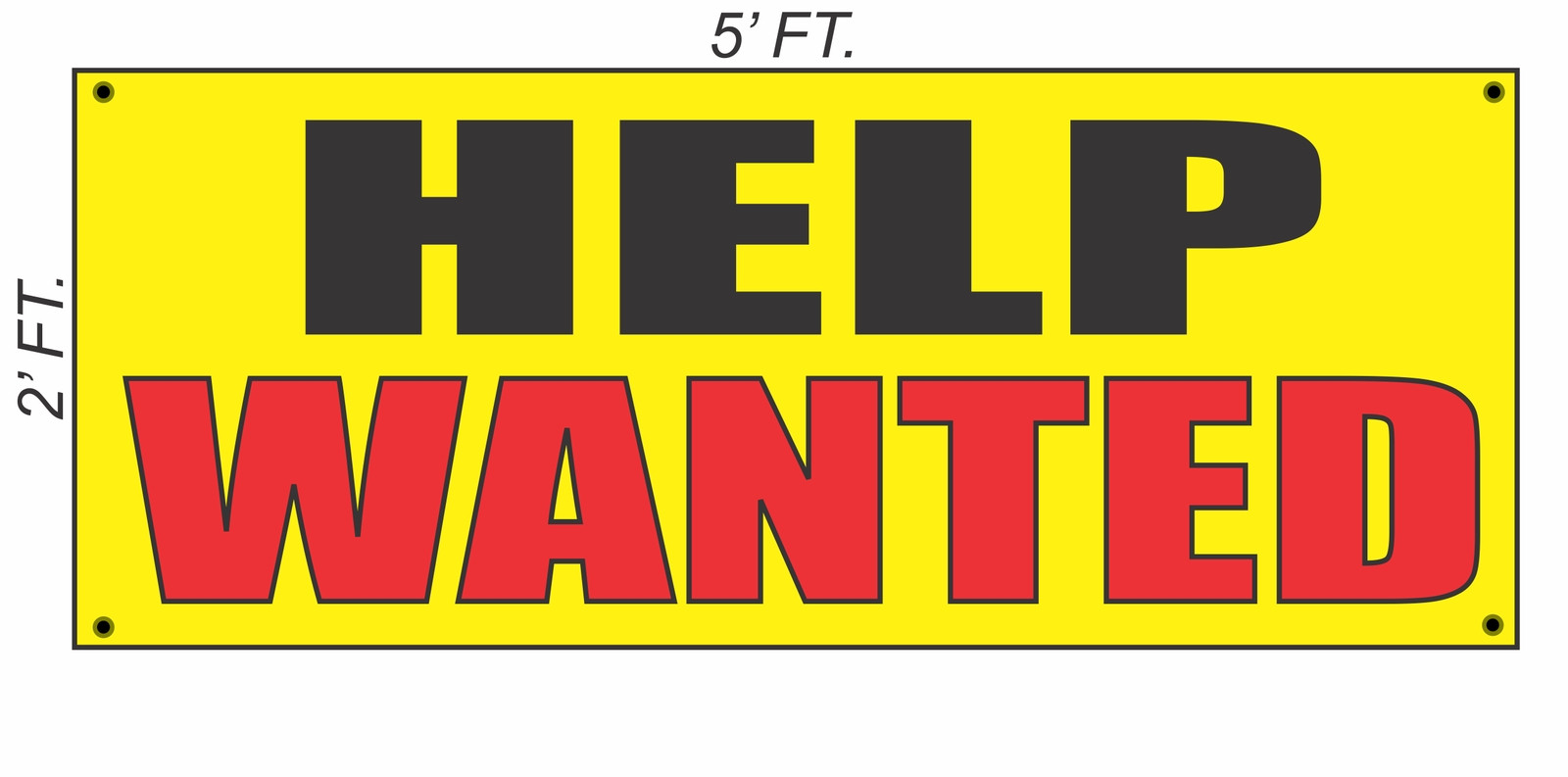 HELP WANTED Banner Sign Yellow with Red & Black