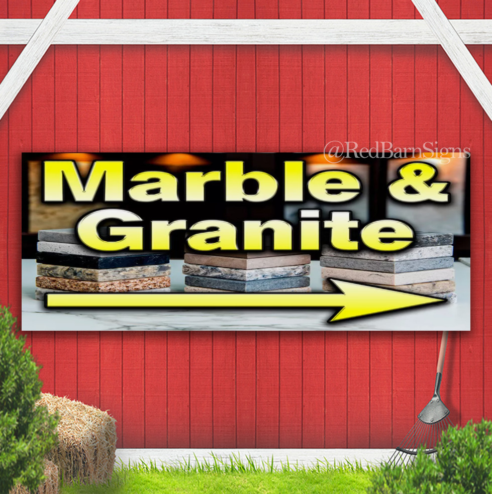 MARBLE & GRANITE One-Sided Banner Signs with Grommets