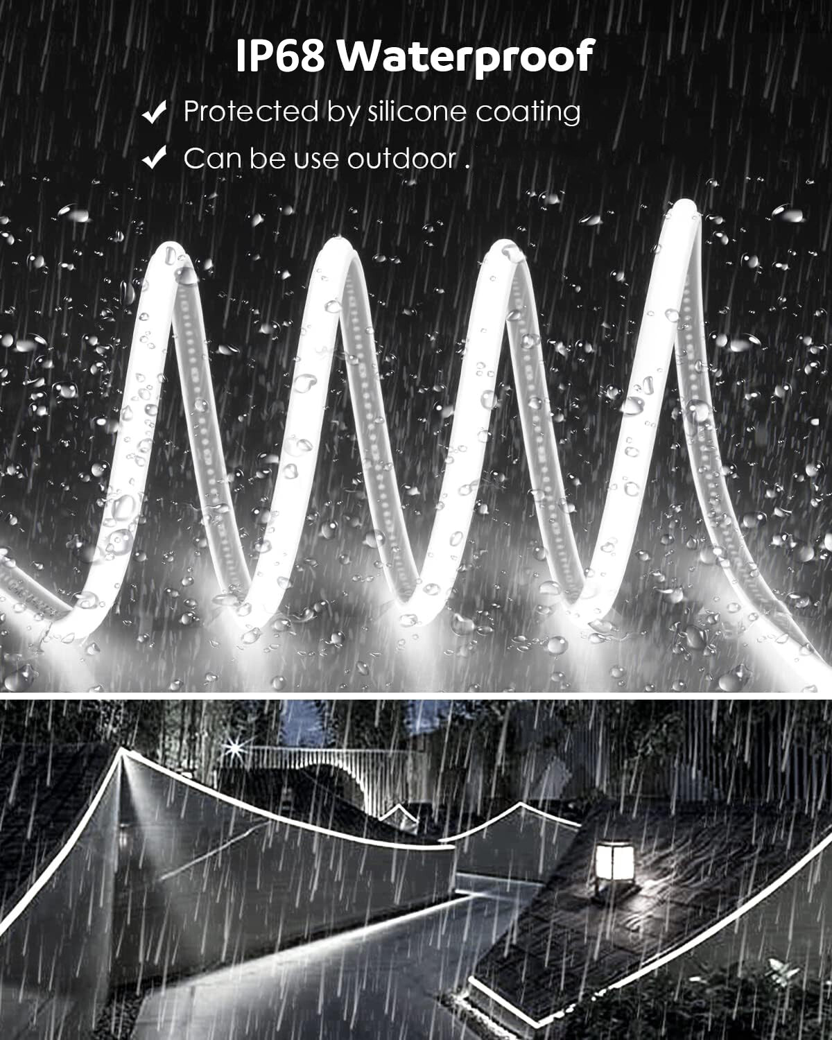 Cold White 50&prime; 480leds/m COB LED Strip Lights Waterproof IP68 110V Flexible Home