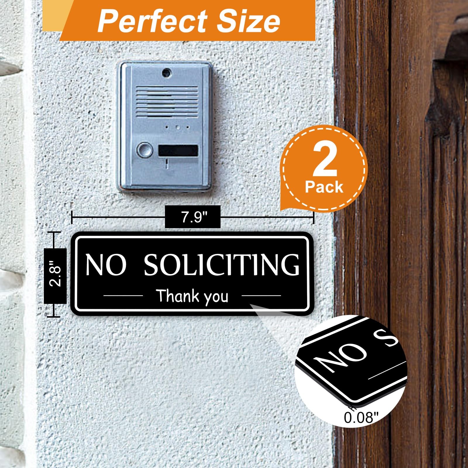 2 Pack No Soliciting Sign for House, Strong Self-Adhesive No Solicitation Sig…