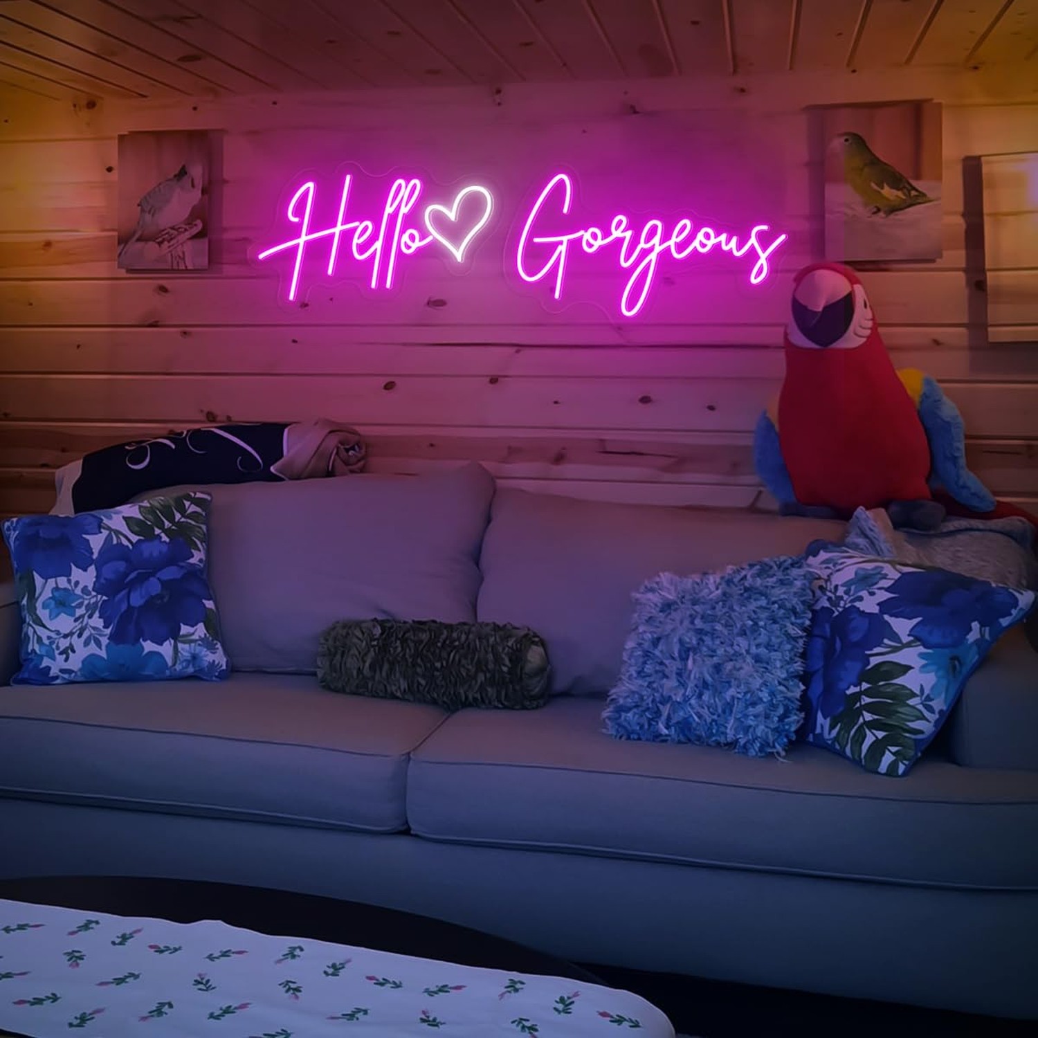 30×9 Inch Hello Gorgeous Neon Signs, Pink Hello Beautiful Led Light UP Sign