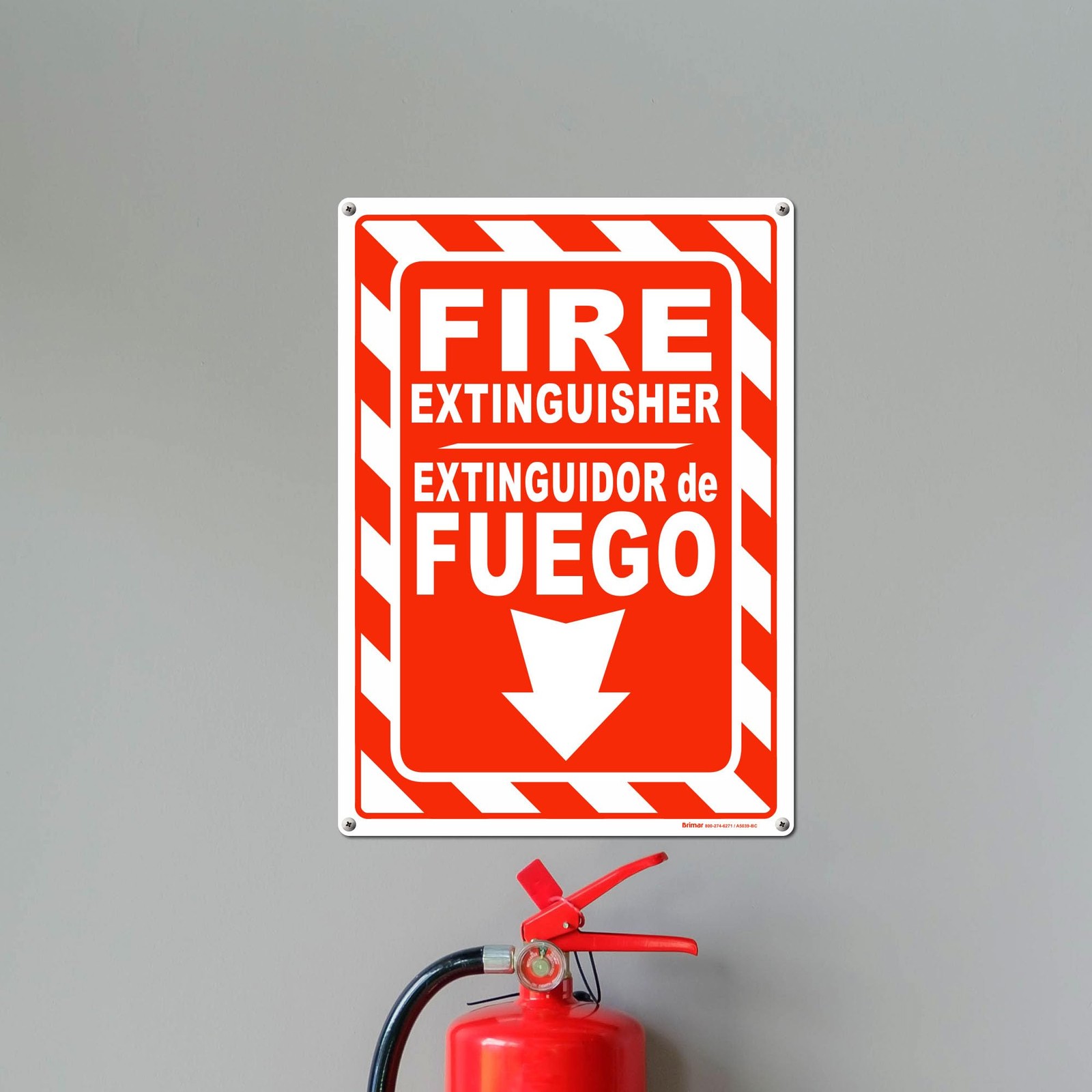 10×14 inch Bilingual Fire Extinguisher Sign Polyethylene Plastic Durable