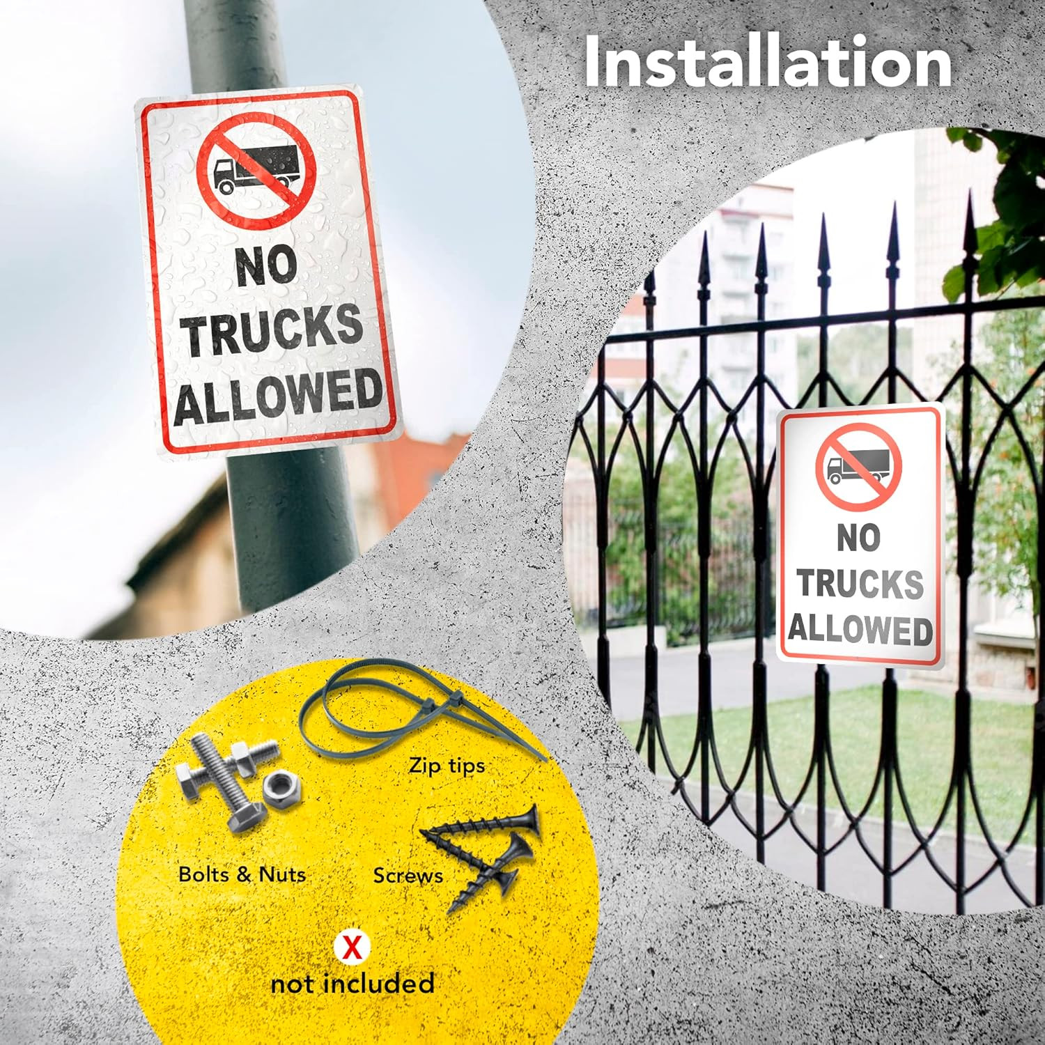 No Trucks Sign, 8X12 Reflective Aluminum No Trucks Allowed Sign, UV Protected, W