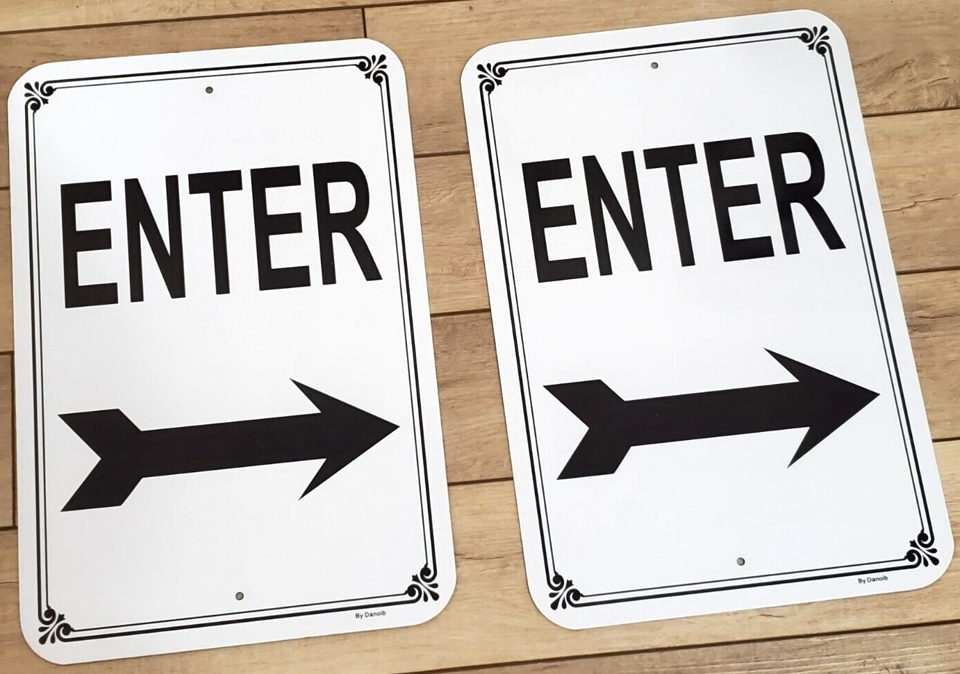 2 Pack – ENTER Sign Right ARROW 12 x 18&Prime; Aluminum White & Black Reflective Sign