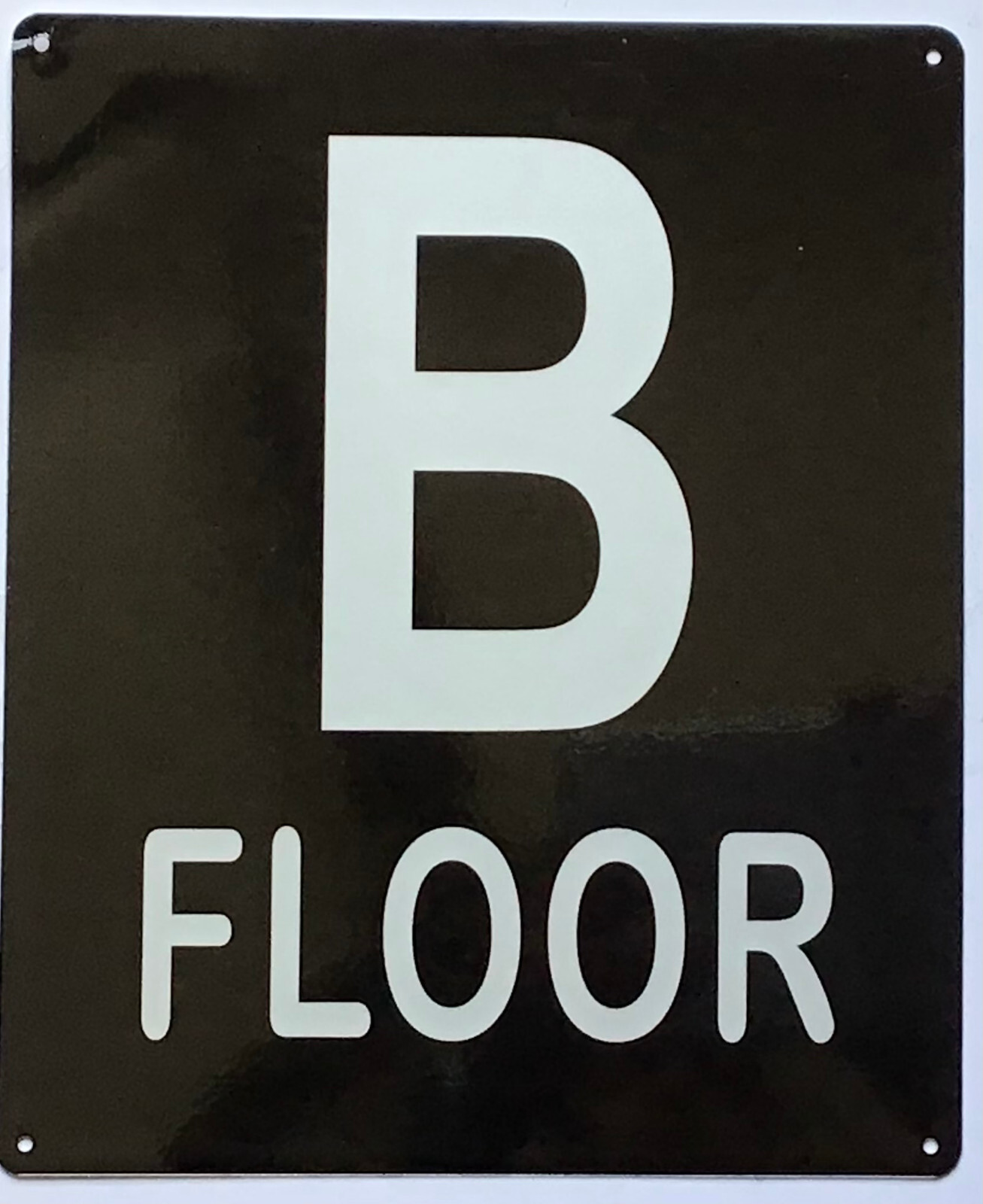 B FLOOR SIGN (10X12, Black Background, Aluminum)