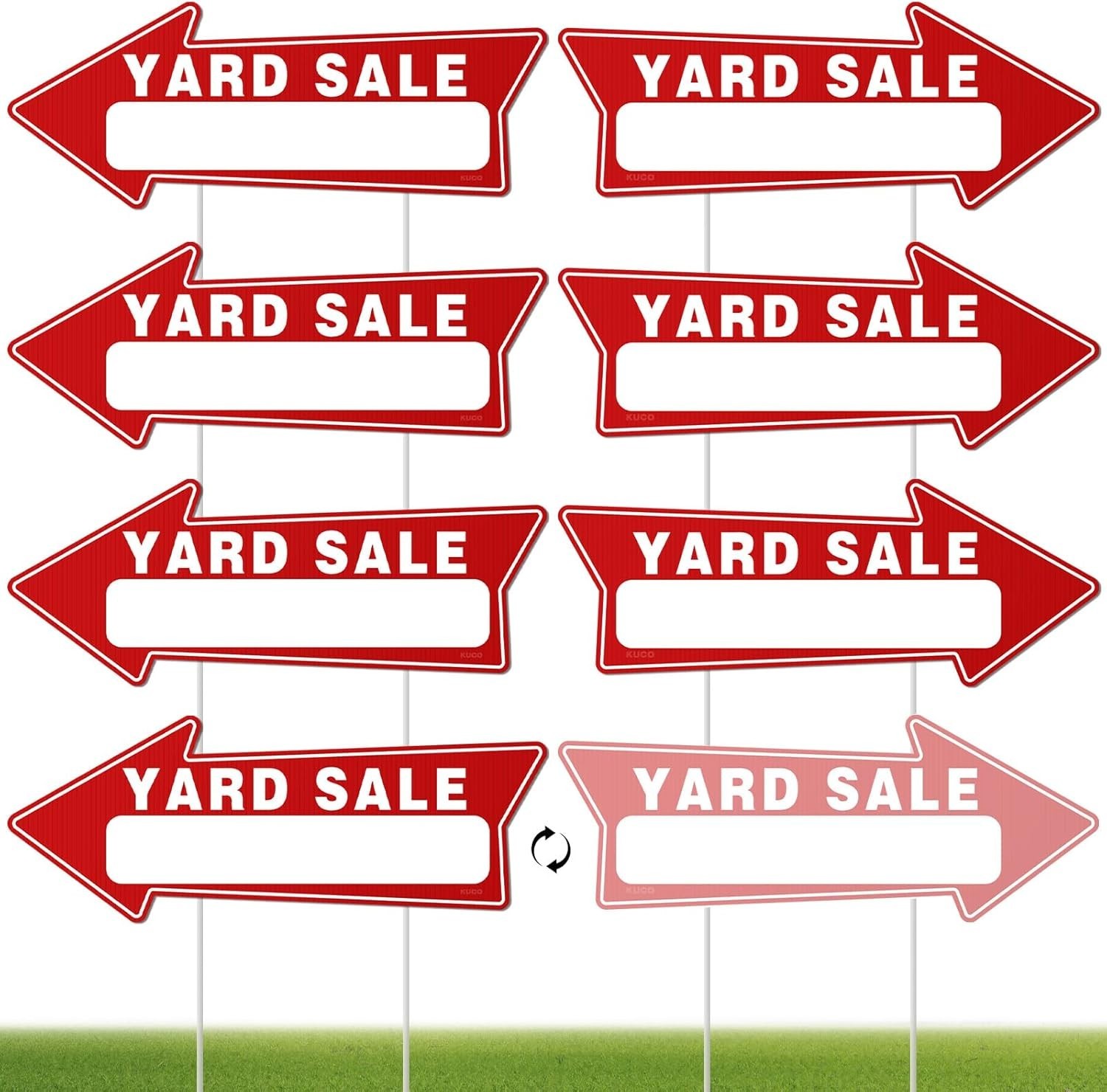 7 PC Yard Sale Signs with Stakes, 17&Prime; X 6&Prime;, Double-Sided Yard Sale Arrows Sign w