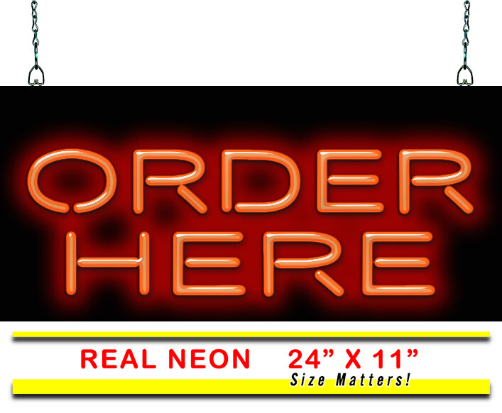 Order Here Neon Sign REAL Neon Window Sign Ready for Immediate Shipment