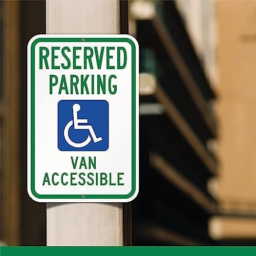 Olanzu 6 Pack Handicap Van Accessible Sign 12 X 17- Aluminum – Engineer Grade