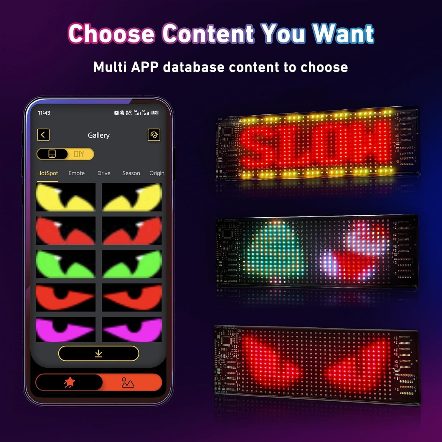 Waterproof Programmable LED Display – Flexible Windshield Eyes for Cars & Trucks