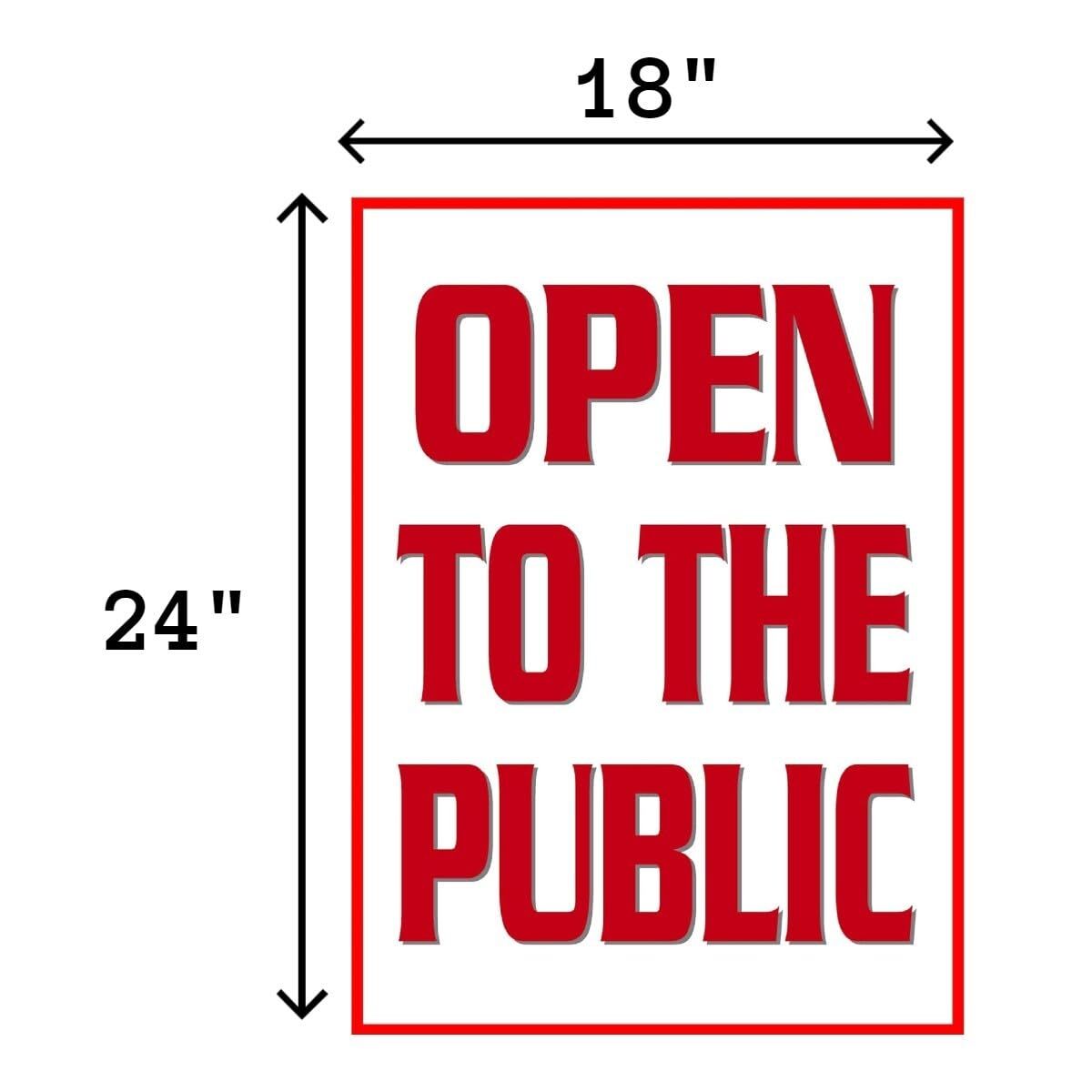 Open To The Public Retail Window Display Paper Signs | Pack of 6 | 18&Prime;w x 24&Prime;h