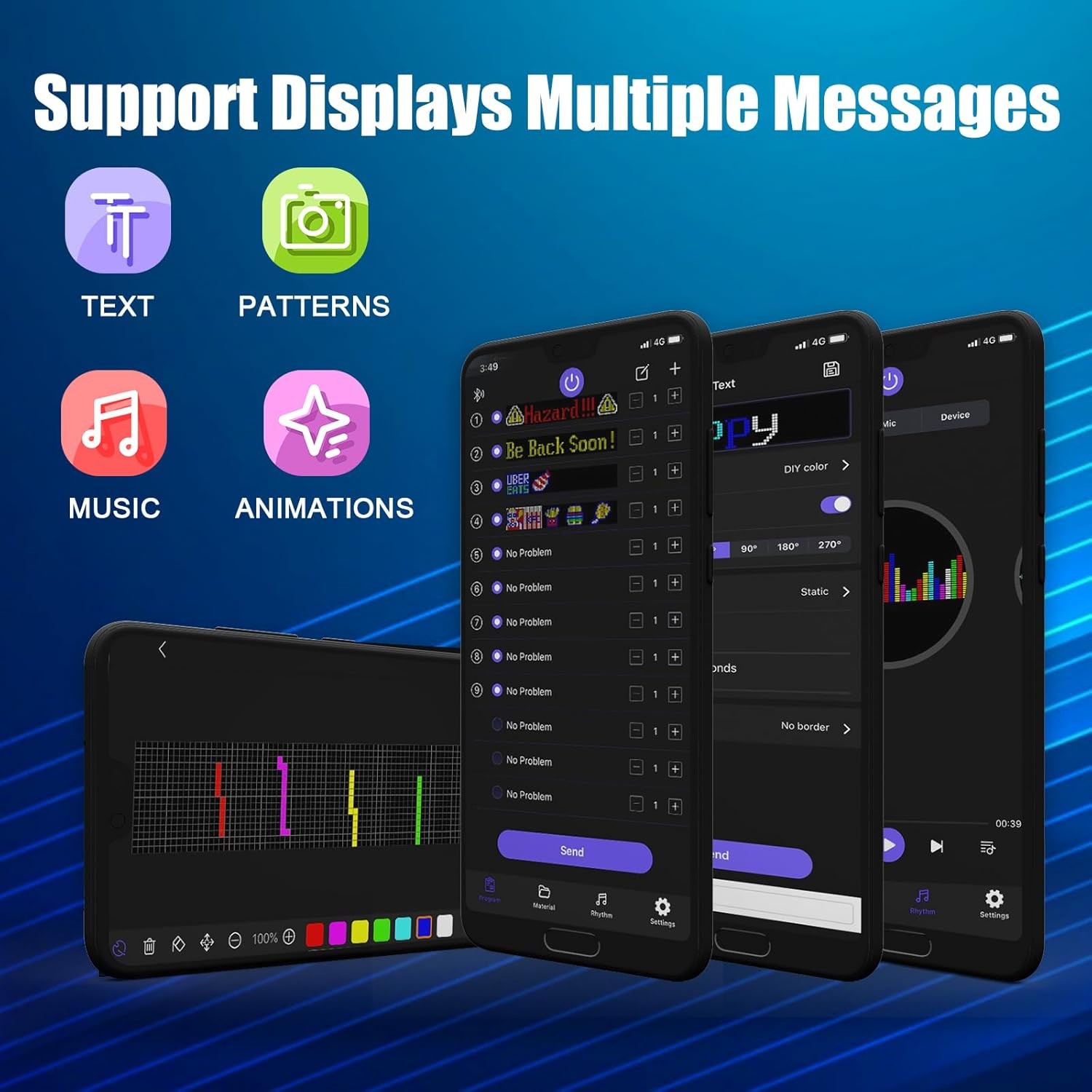 Programmable LED Signs Flexible Scrolling LED Display Bluetooth APP Control…..