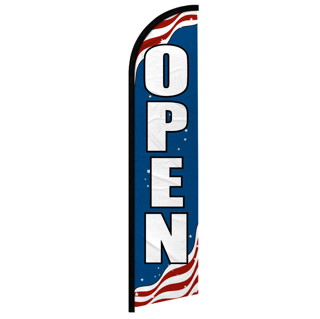 Open Full Curve Windless Swooper Flag We&rsquo;re Open PATRIOTIC