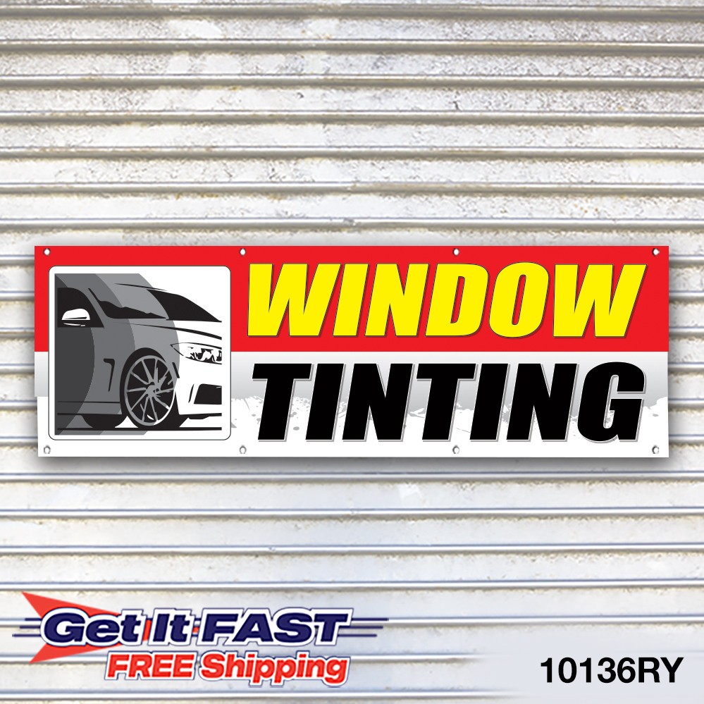 Window Tinting Banner Sign Tire Dealer Service Bay Garage