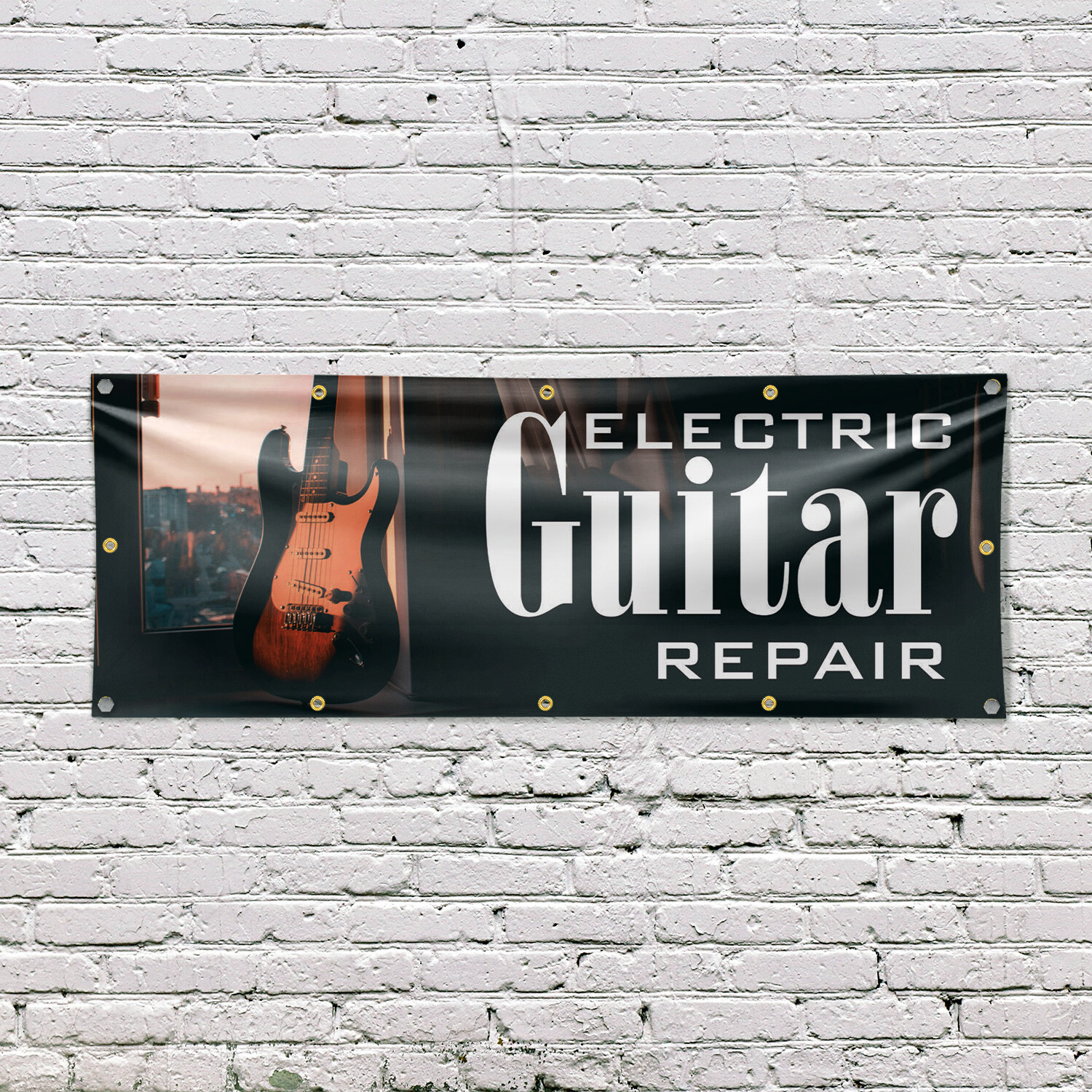 Electric Guitar Repair Vinyl Banner Sign with Metal Grommets Heavy-Duty