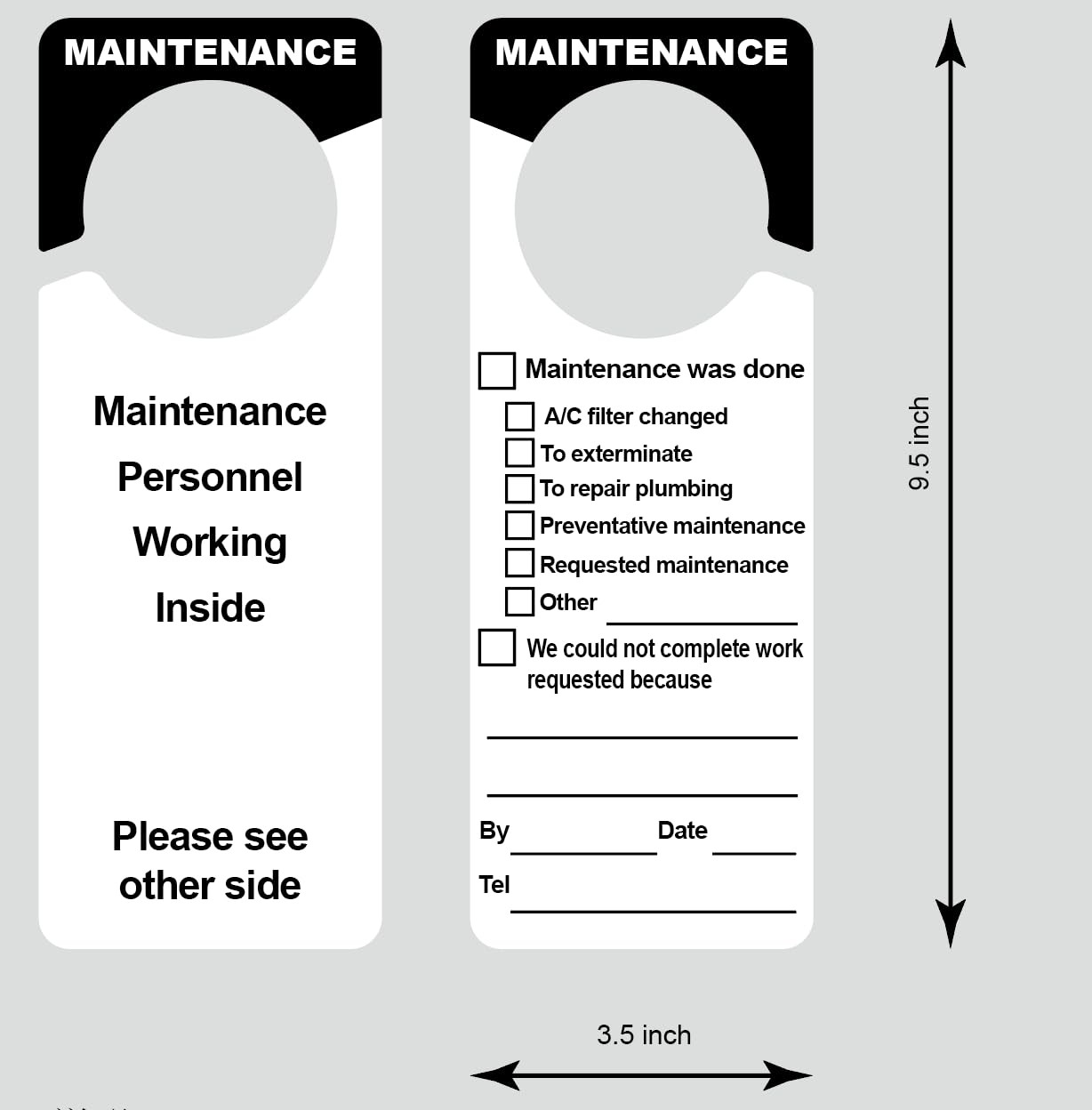 30 Packs Maintenance Door Hanger Tags for Property Management 9.5×3.5