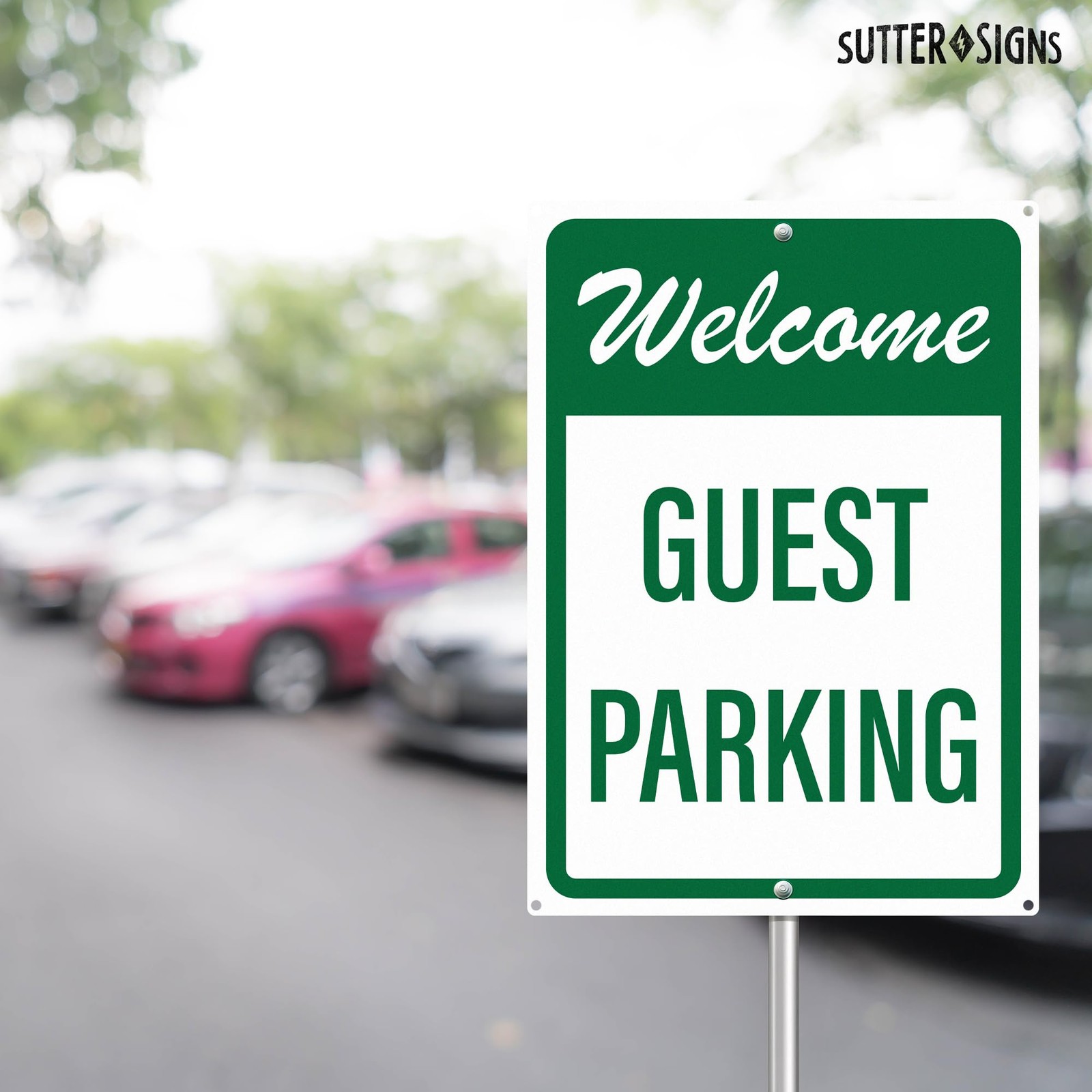 10×14 Inch Welcome Guest Visitor Parking Sign Rust Free Aluminum Outside