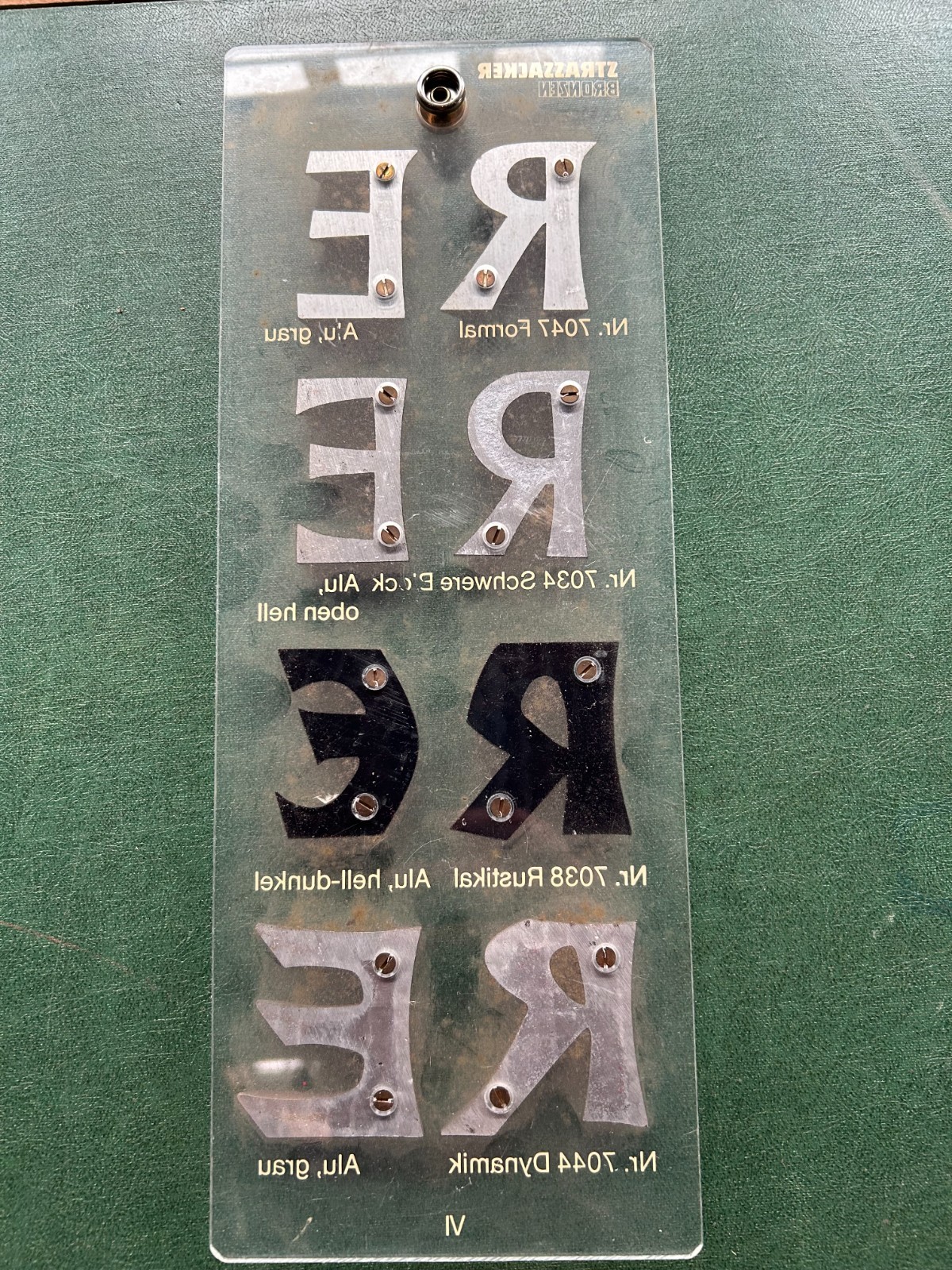 Strassacker Bronze Lettering Sample Board Monument Sign Letters Display