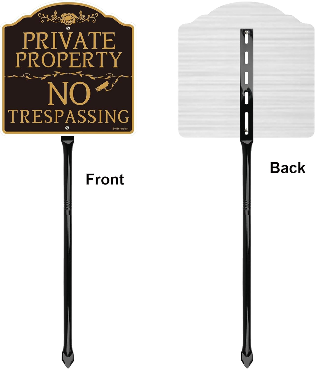 2Pack No Trespassing Signs with Metal Stakes – Durable Weather-Resistant Aluminu