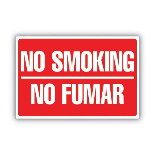 COSCO Two-Sided Signs, No Smoking/No Fumar, 8 x 12, Red, 2/Pack