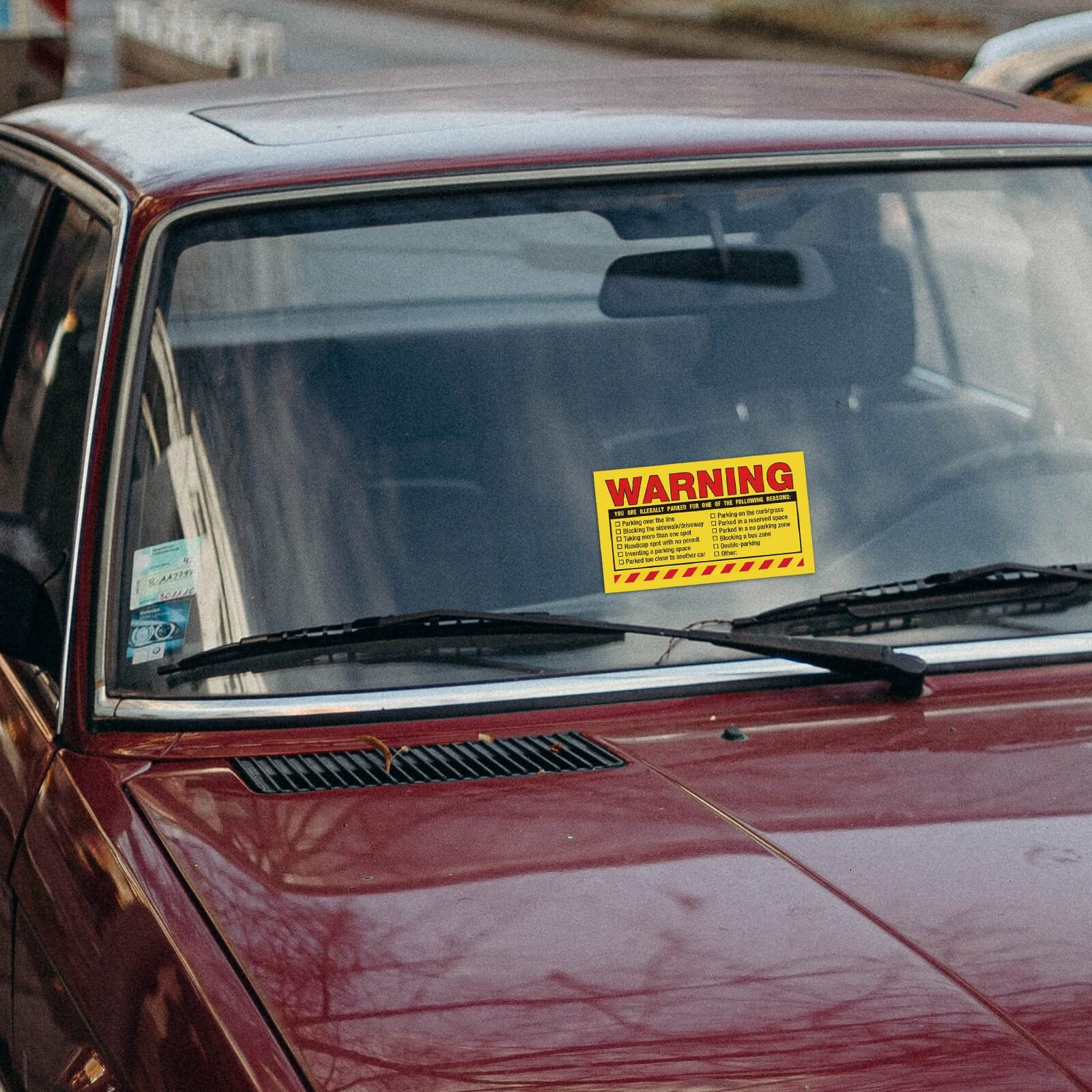 Warning, You are Illegally Parked Parking Violation Stickers-Private Yellow