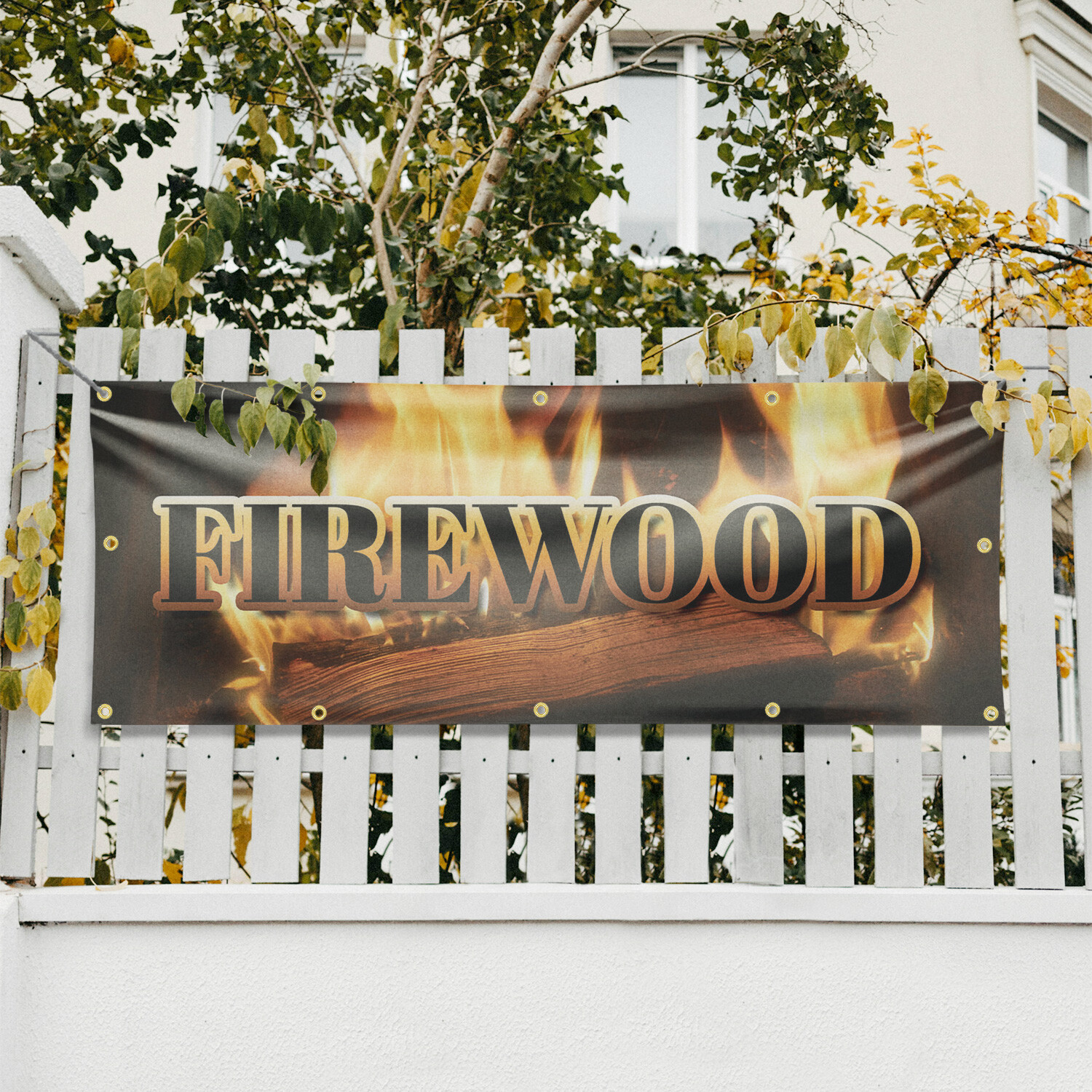 Firewood 13 oz Vinyl Banner Sign with Metal Grommets Heavy-Duty Single-Sided