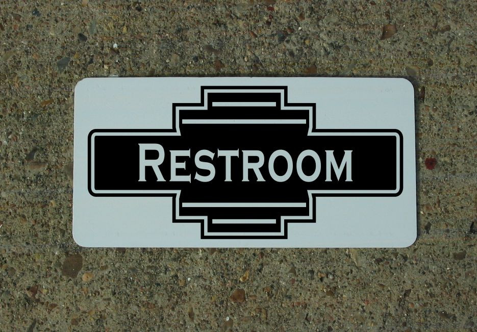 RESTROOM Black Metal Sign 40&rsquo;s 50s Retro Vintage Style Art Deco Decor Design