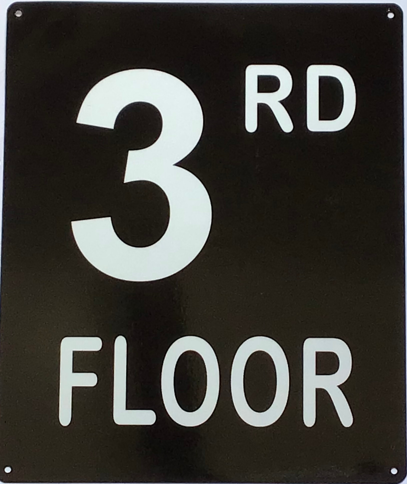 3RD FLOOR SIGN (10X12, Black Background, Aluminum)-REF24-1027