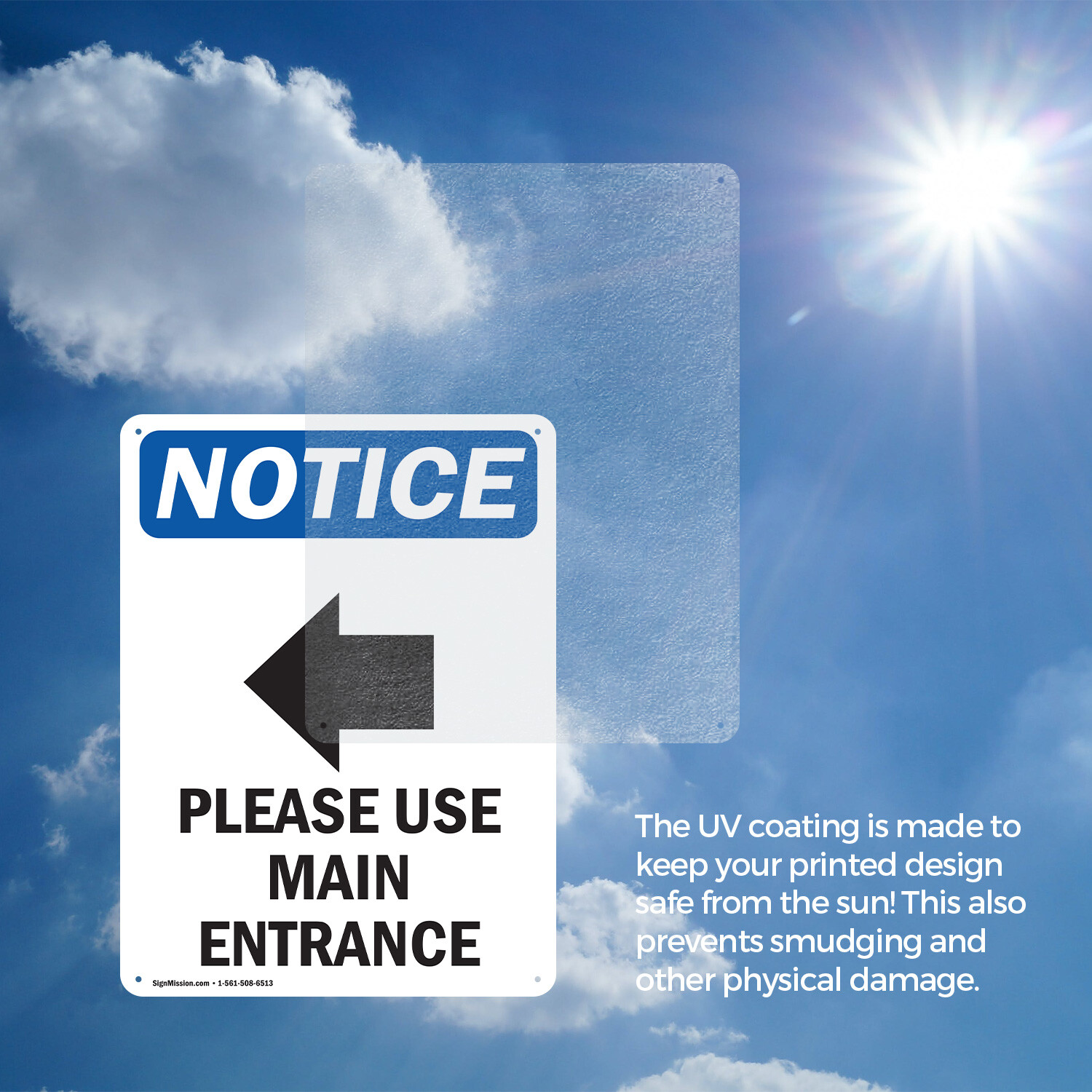 (2 Pack) Please Use Main Entrance OSHA Notice Sign Decal Metal Plastic