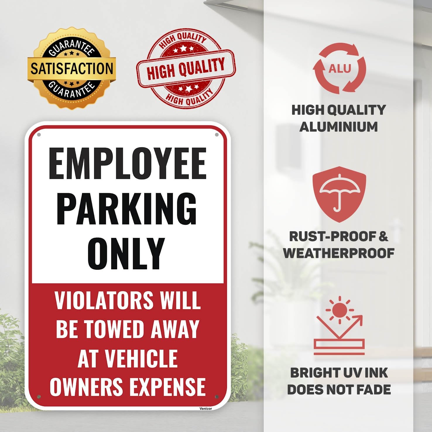 2 PCS Employee Parking Sign 14×10 Inch Aluminum Staff Parking Only Metal Signs