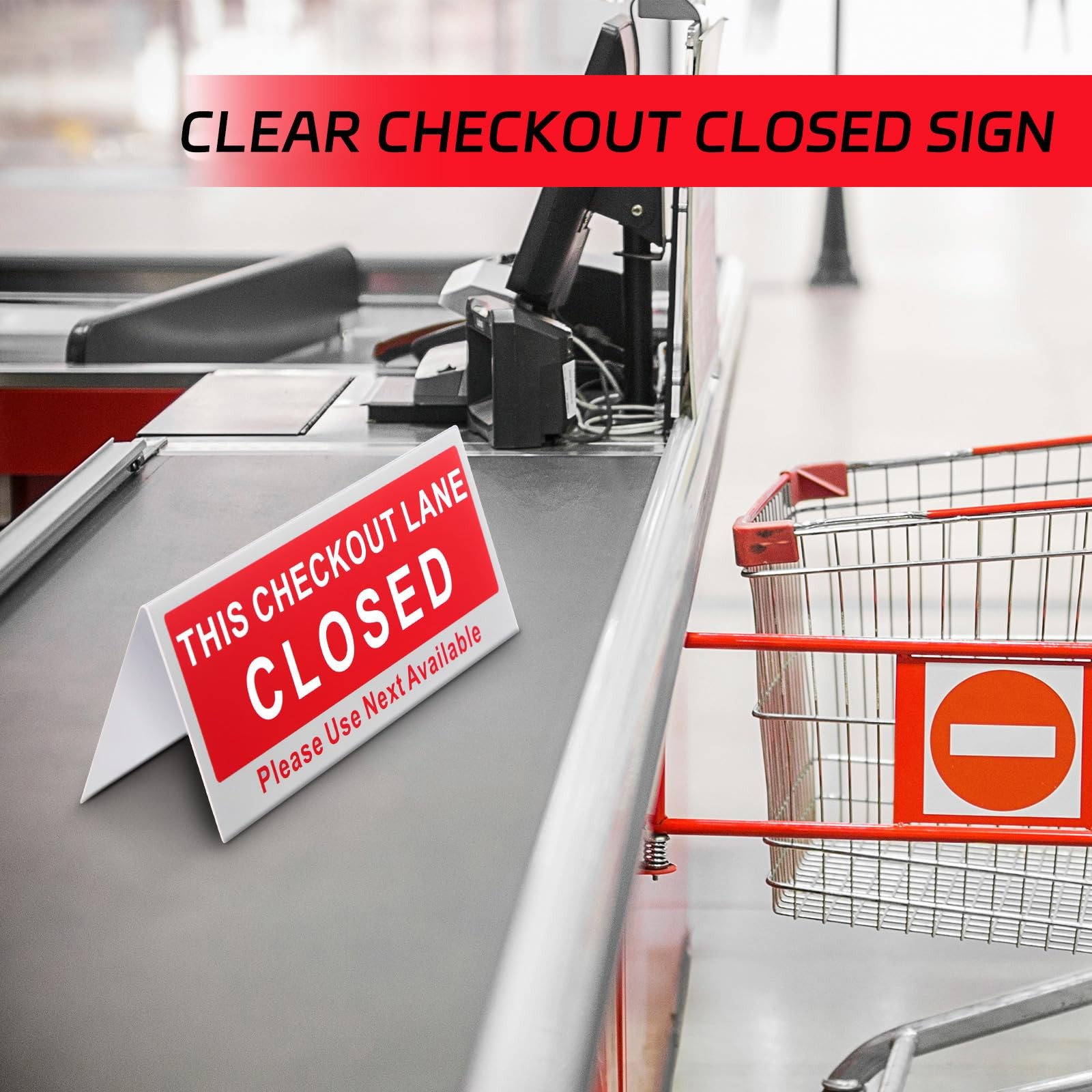 3 PCS Checkout Closed Desk Sign, 9.84 x 3.94, V Shaped, Red, White, Tabletop