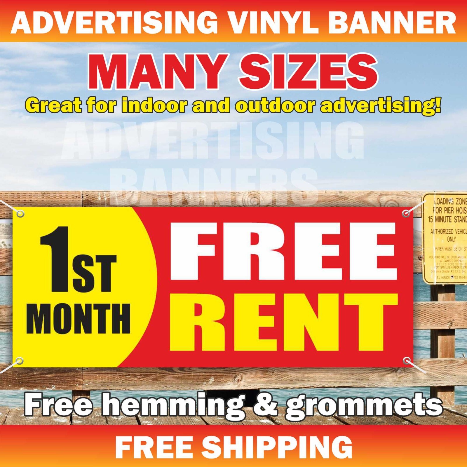 1ST MONTH FREE RENT Advertising Banner Vinyl Sign Realtor Room Office House