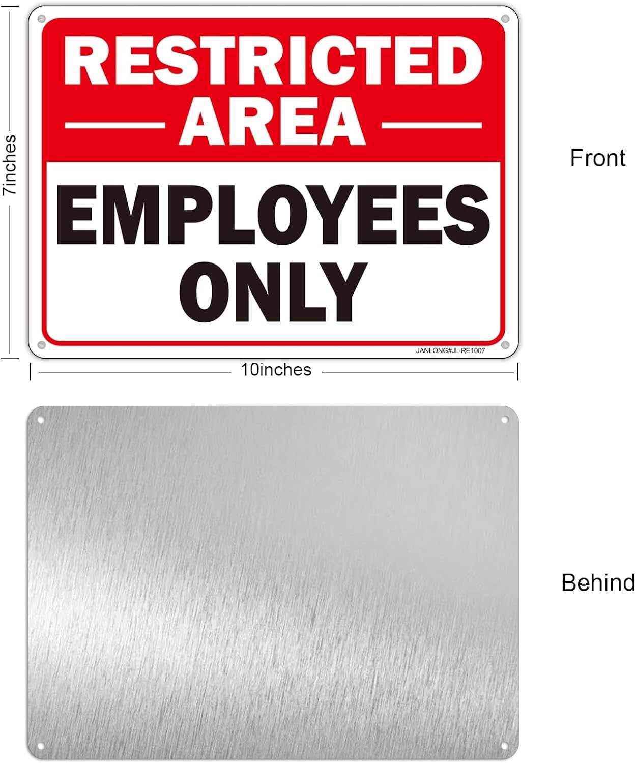 Restricted Employees Only Sign 7 x 10 Aluminum Metal Rust Free UV Protected