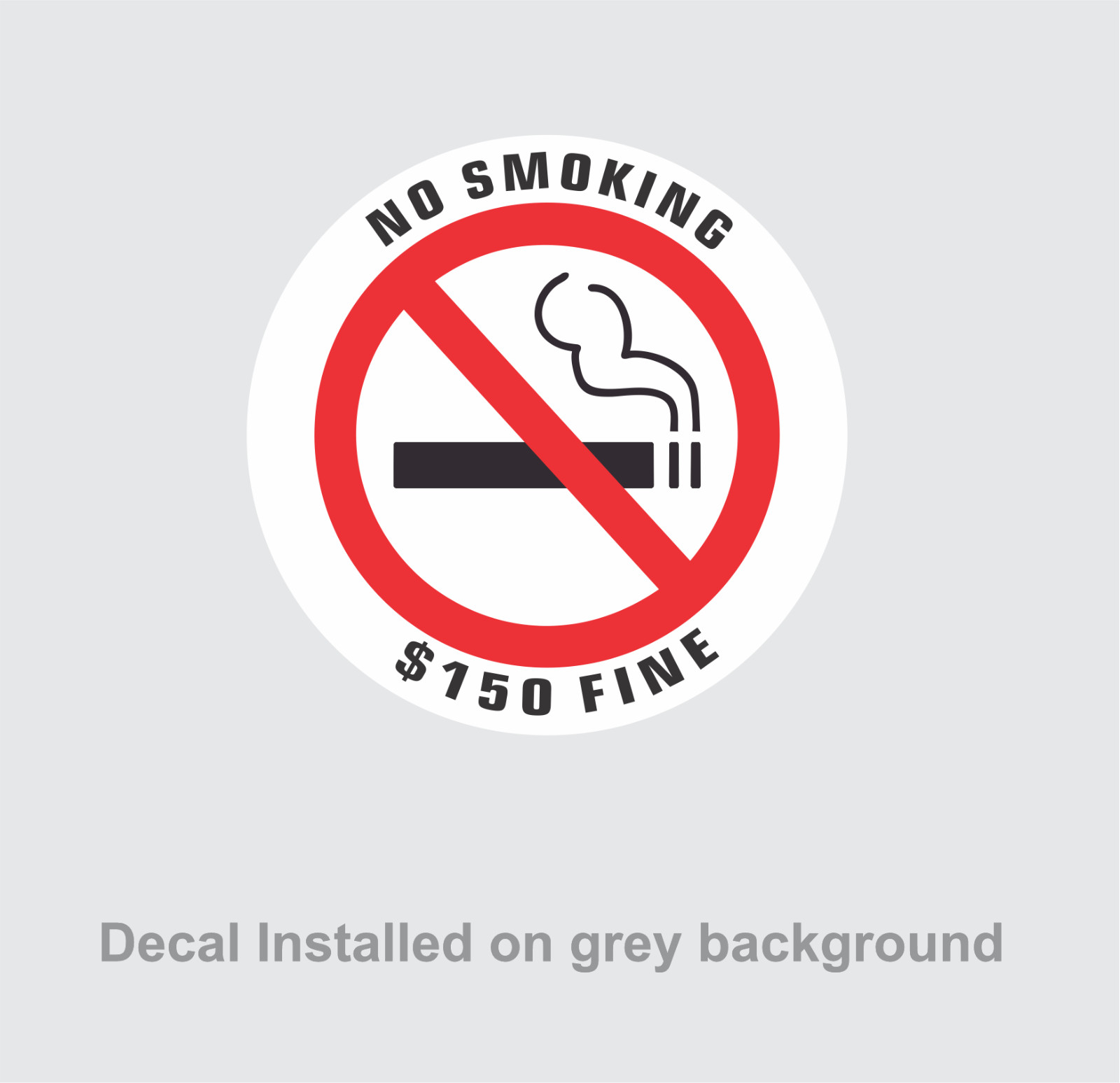 NO SMOKING $150 FINE | size 1.5&Prime;dia | white | quantity 20 |outdoor durable decal