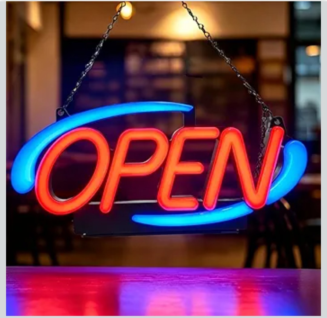 20&Prime; Super Bright Red & Blue Option Neon LED OPEN Sign for Business