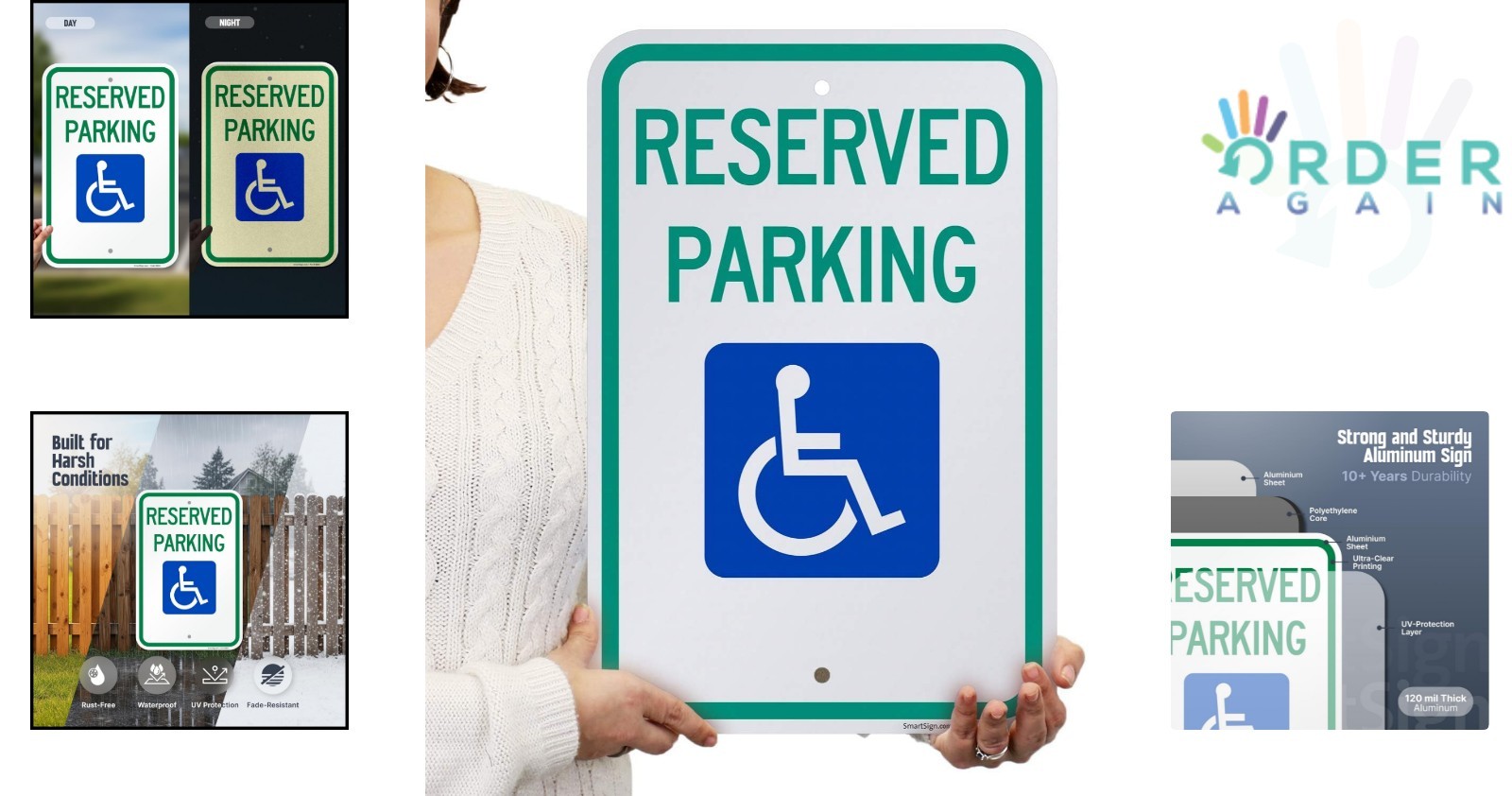 Reserved Handicap Parking Sign Aluminum Reflective 12×18 Outdoor Safety