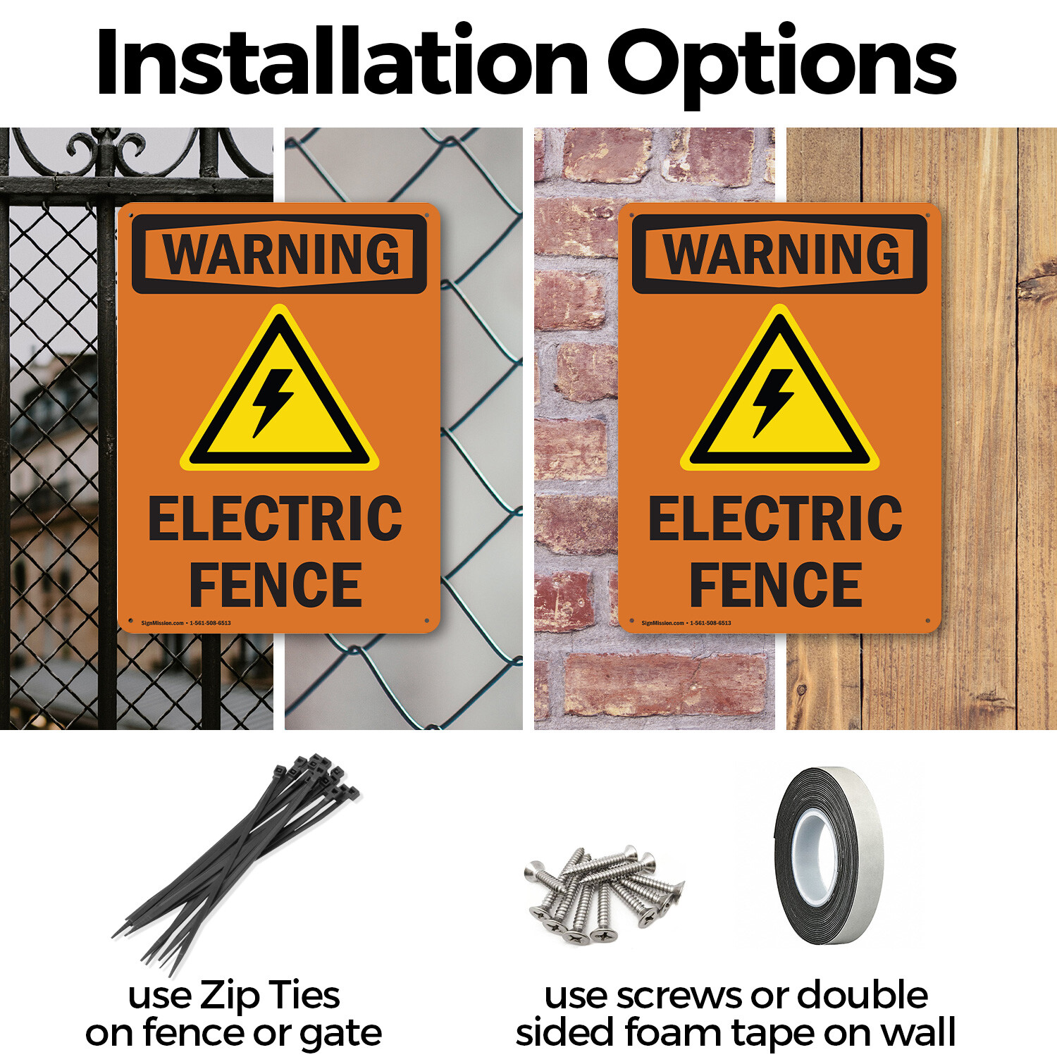 (2 Pack) Electric Fence With Symbol OSHA Warning Sign Decal Metal Plastic
