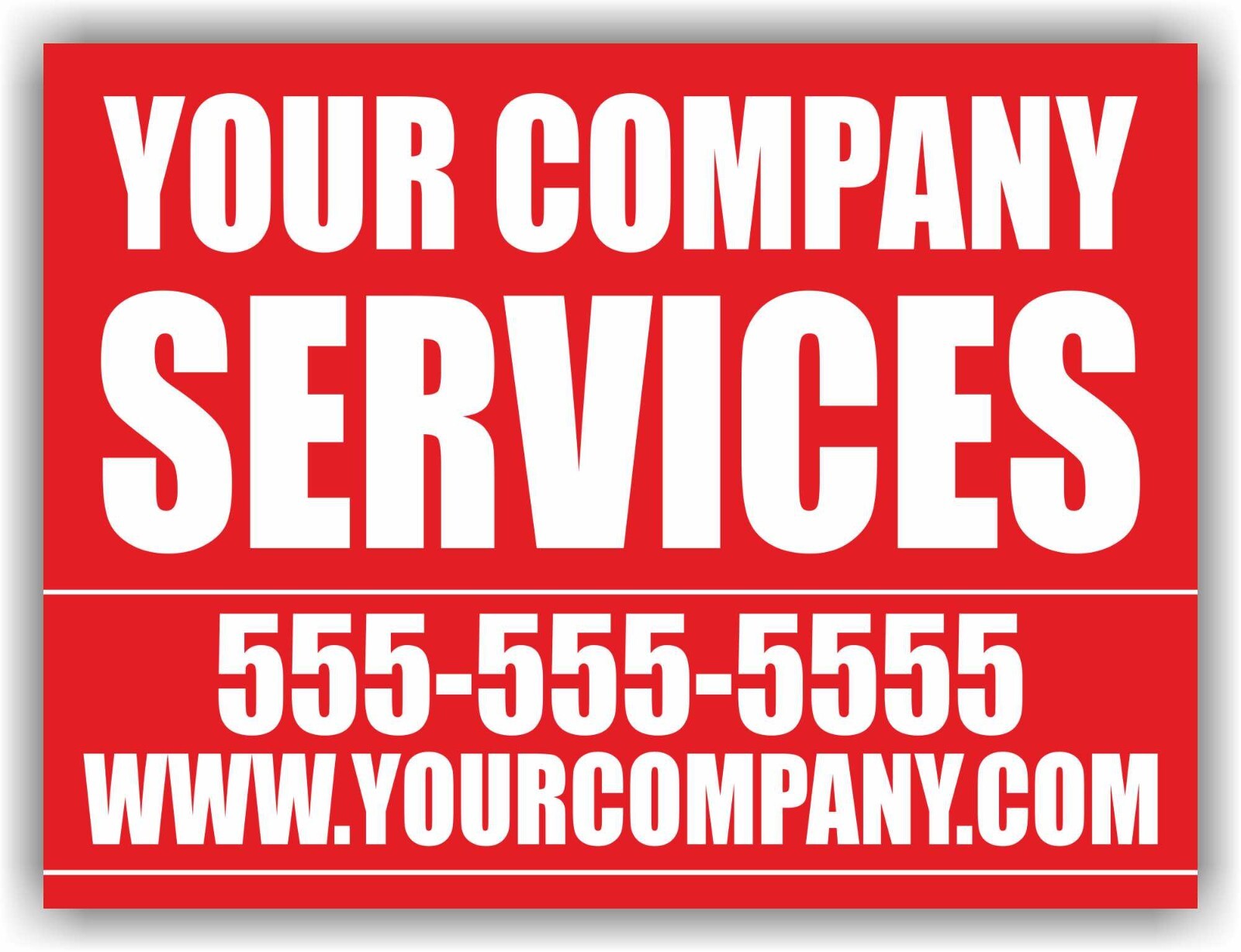 YOUR COMPANY SERVICES Yard Sign Corrugate Plastic with H-Stakes Custom Name Lawn