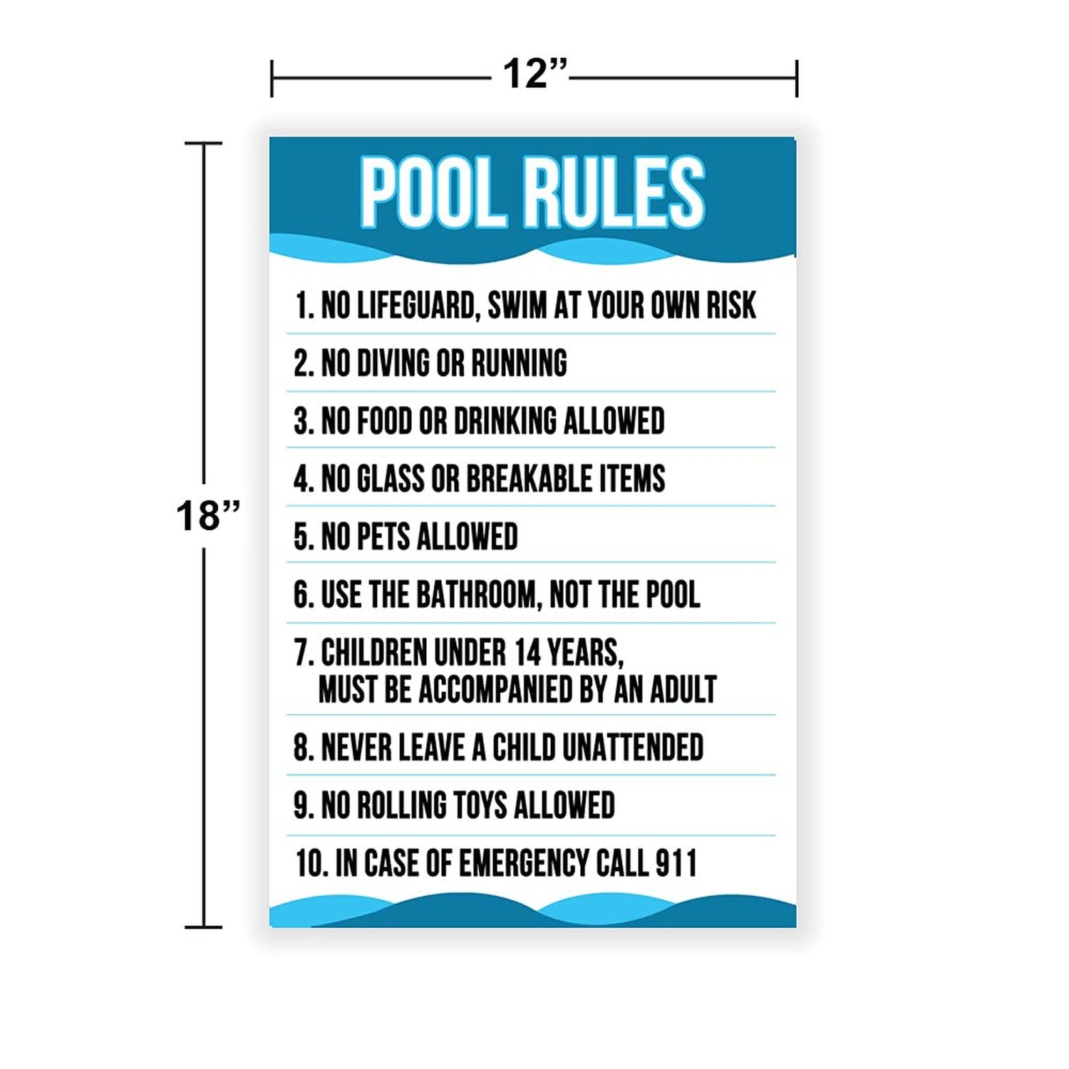 Pool Sign for Outside, Corrugated Plastic Safety Rules – 12&Prime; x 18&Prime;, Rust Free…