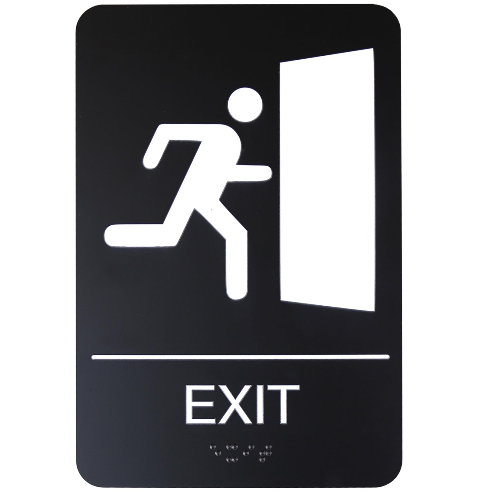 6×9 Inch Exit Door Sign Black ADA Compliant Braille Lettering High Visibility