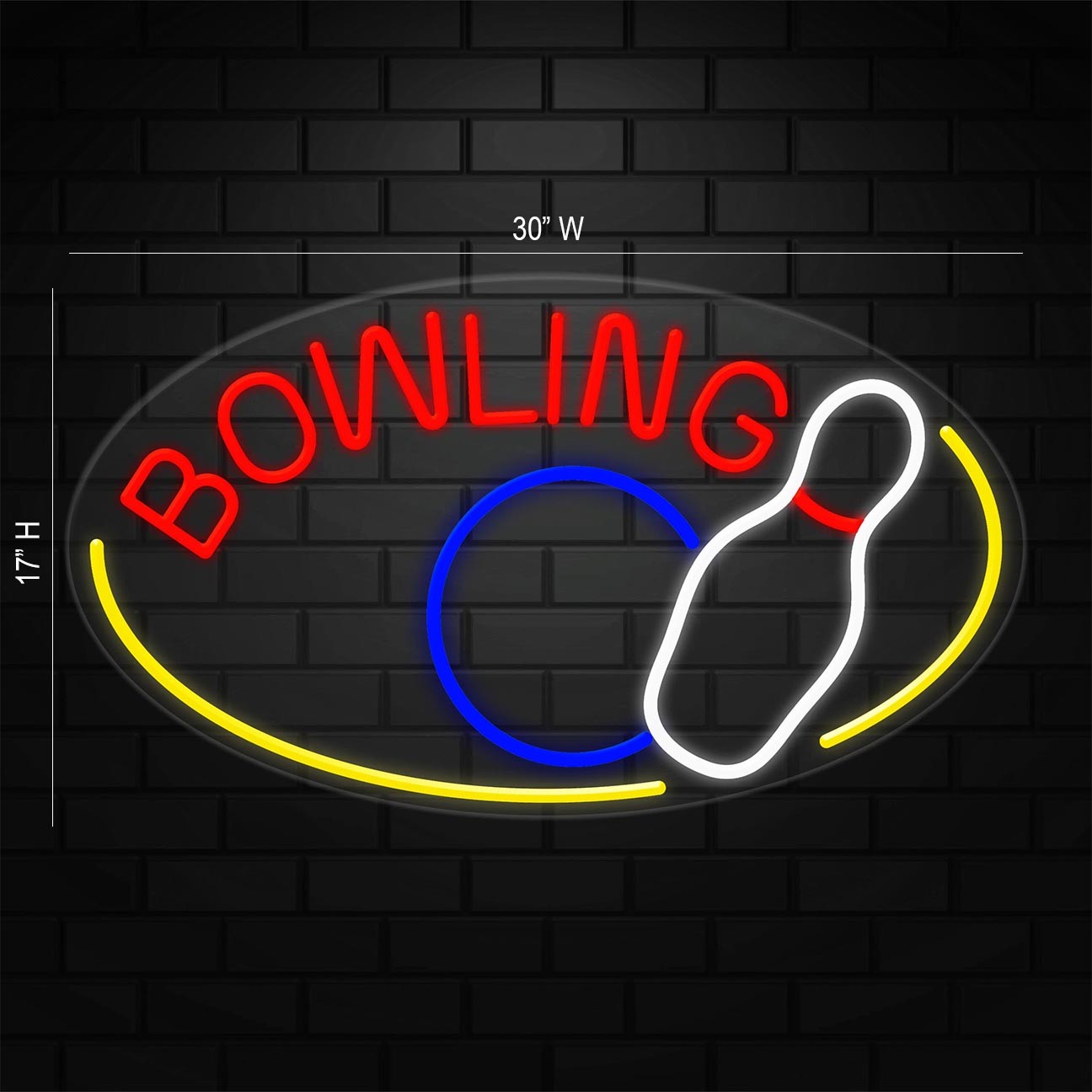 Bowling Sign for Business Displays | LED Flex Neon | 30&Prime;W x 17&Prime;H x 1&Prime;D