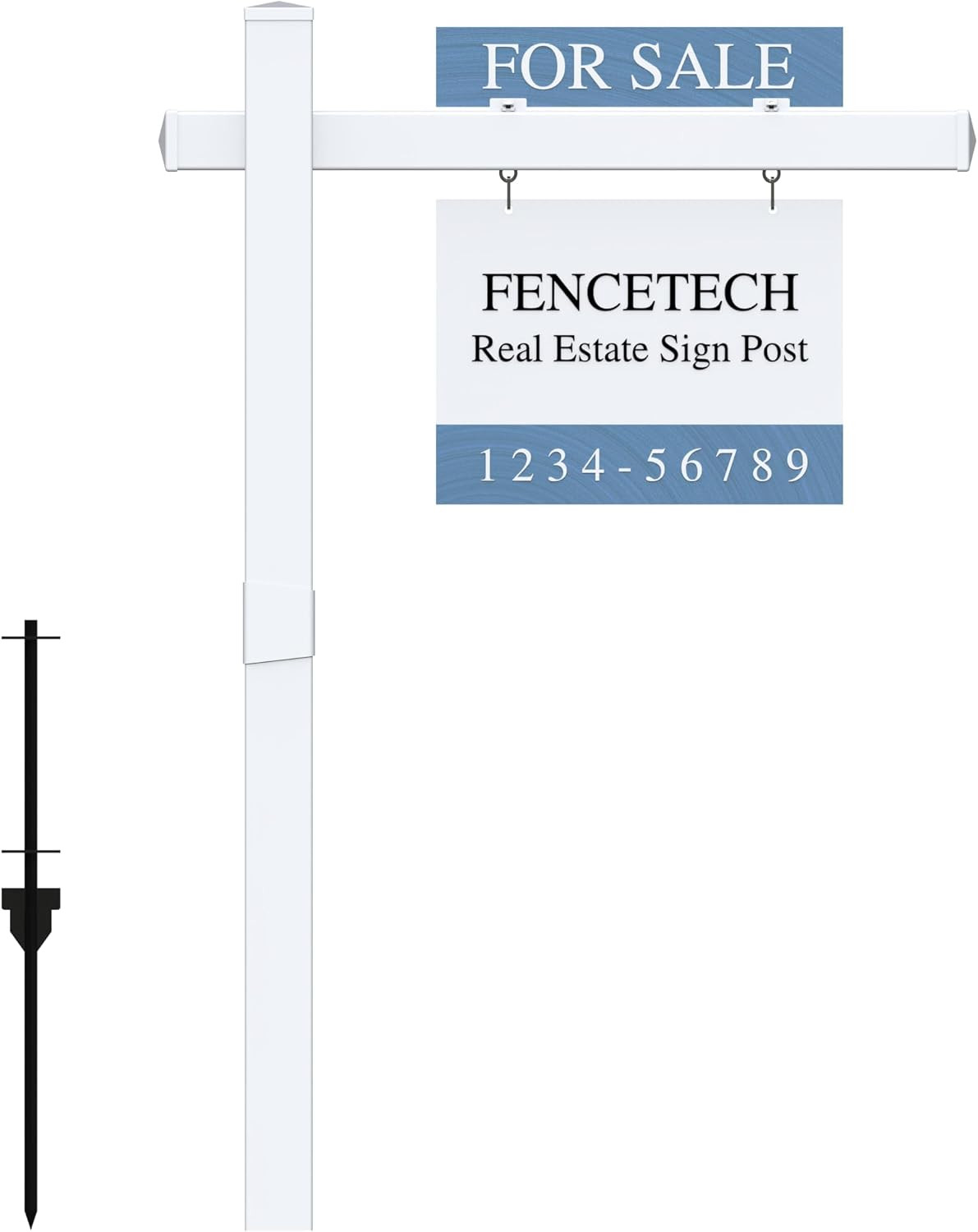 Vinyl PVC Real Estate Sign Post 6&prime; Tall, Realtor Yard Sign Post (Connected Type)
