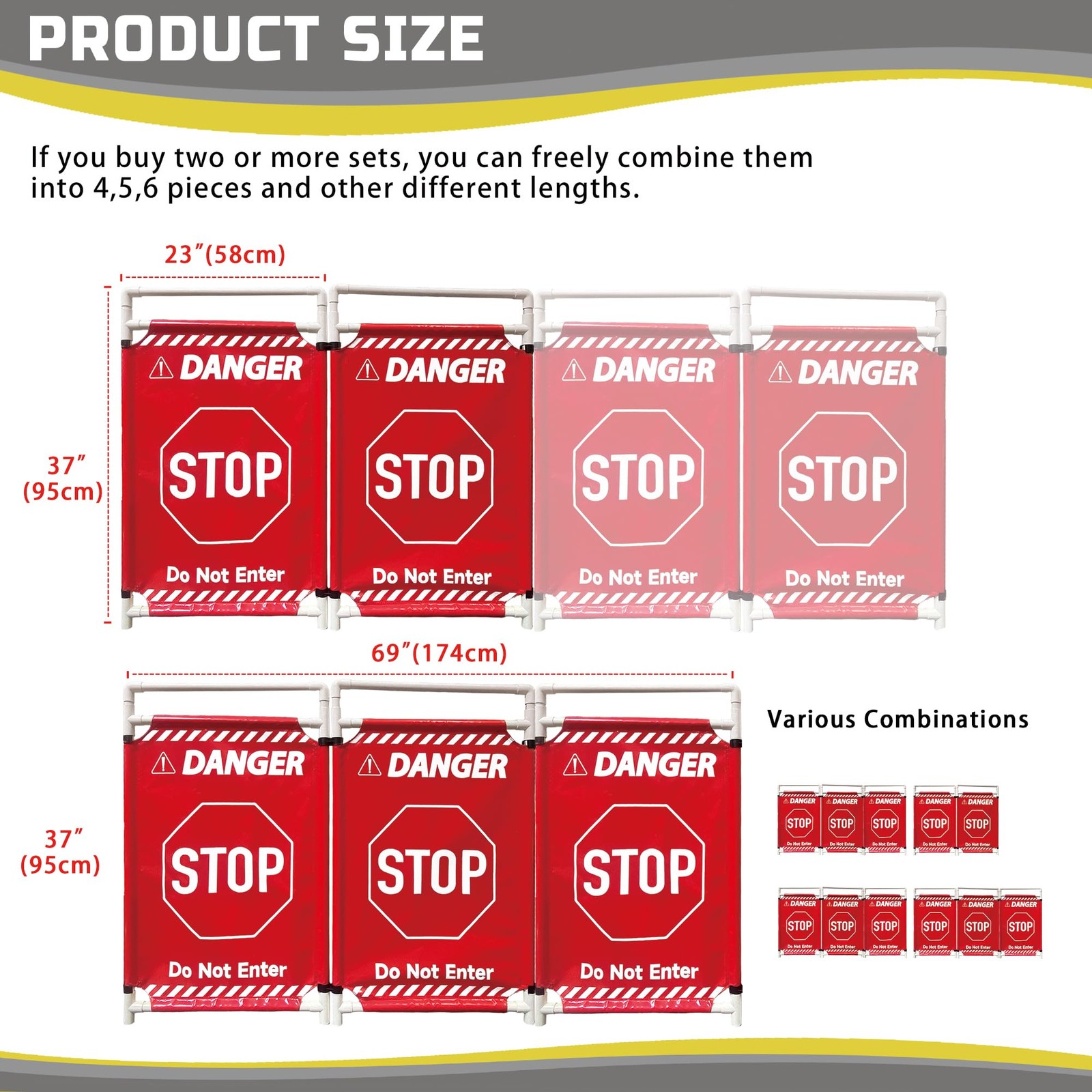 Safety Caution Barricade 2Panels Foldable Security Signs With PVC Tarp Remova…