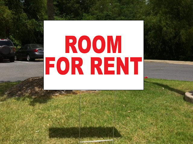 Room For Rent Red Corrugated Plastic Yard Sign /Free Stakes