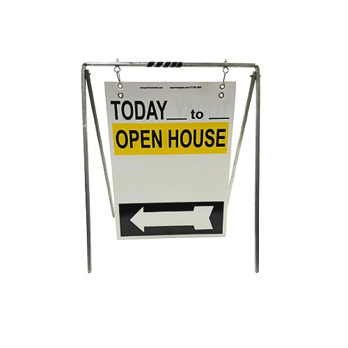 Real Estate Open House Sign Kit Metal A-Frame 5 Pak YellowWhiteBlack Swinger TT