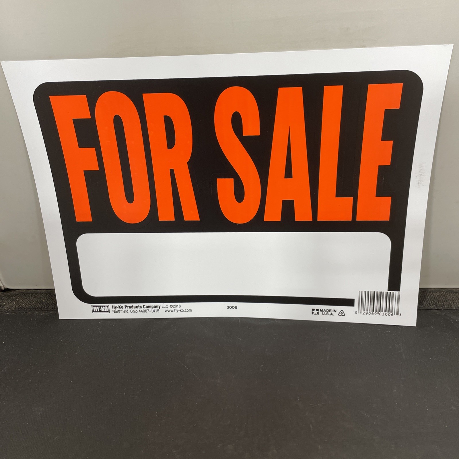 Sign « For Sale » Orange & Black 9 x 12