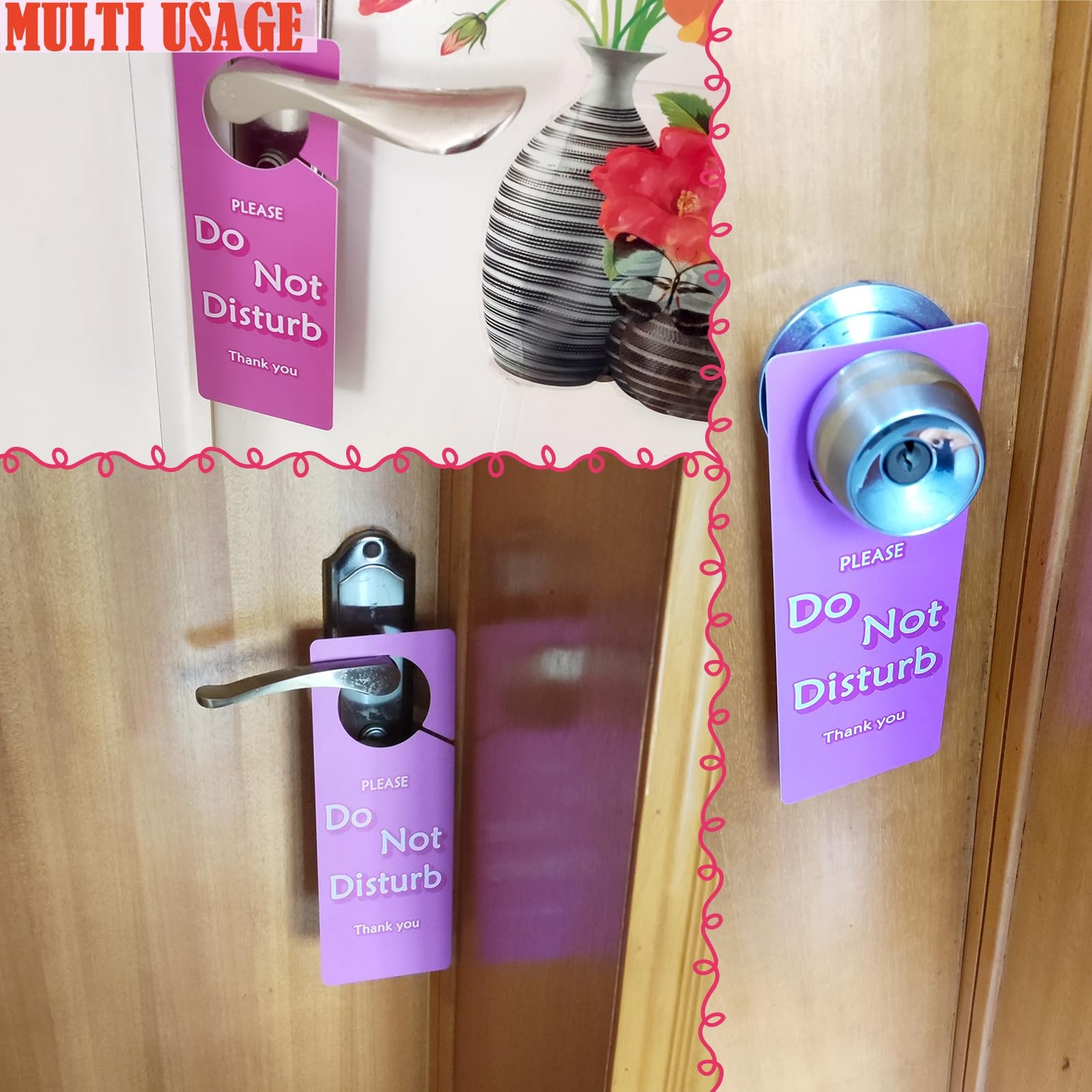 Do Not Disturb Door Hanger Sign,Pink Color-2 Pack Business Office Door Sign, …