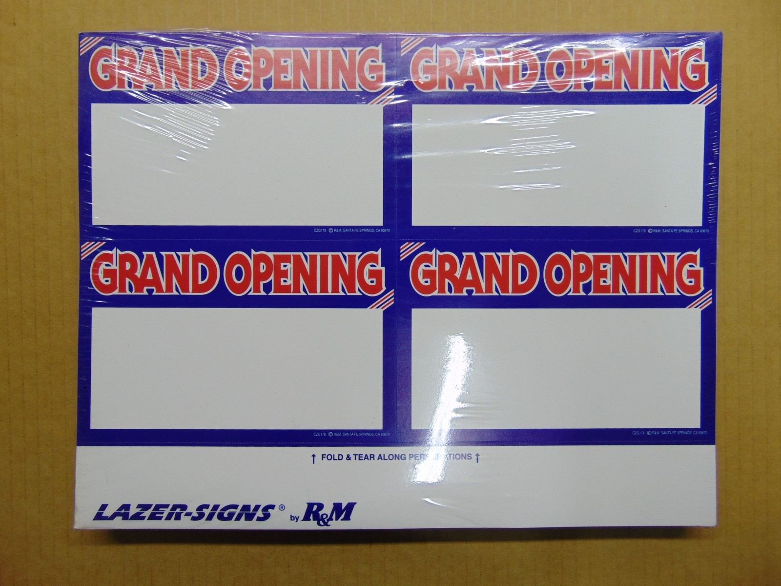 400 – Grand Opening 3.5&Prime; x 5.5&Prime; Blank Business Retail Sale Sign Cards, Printable