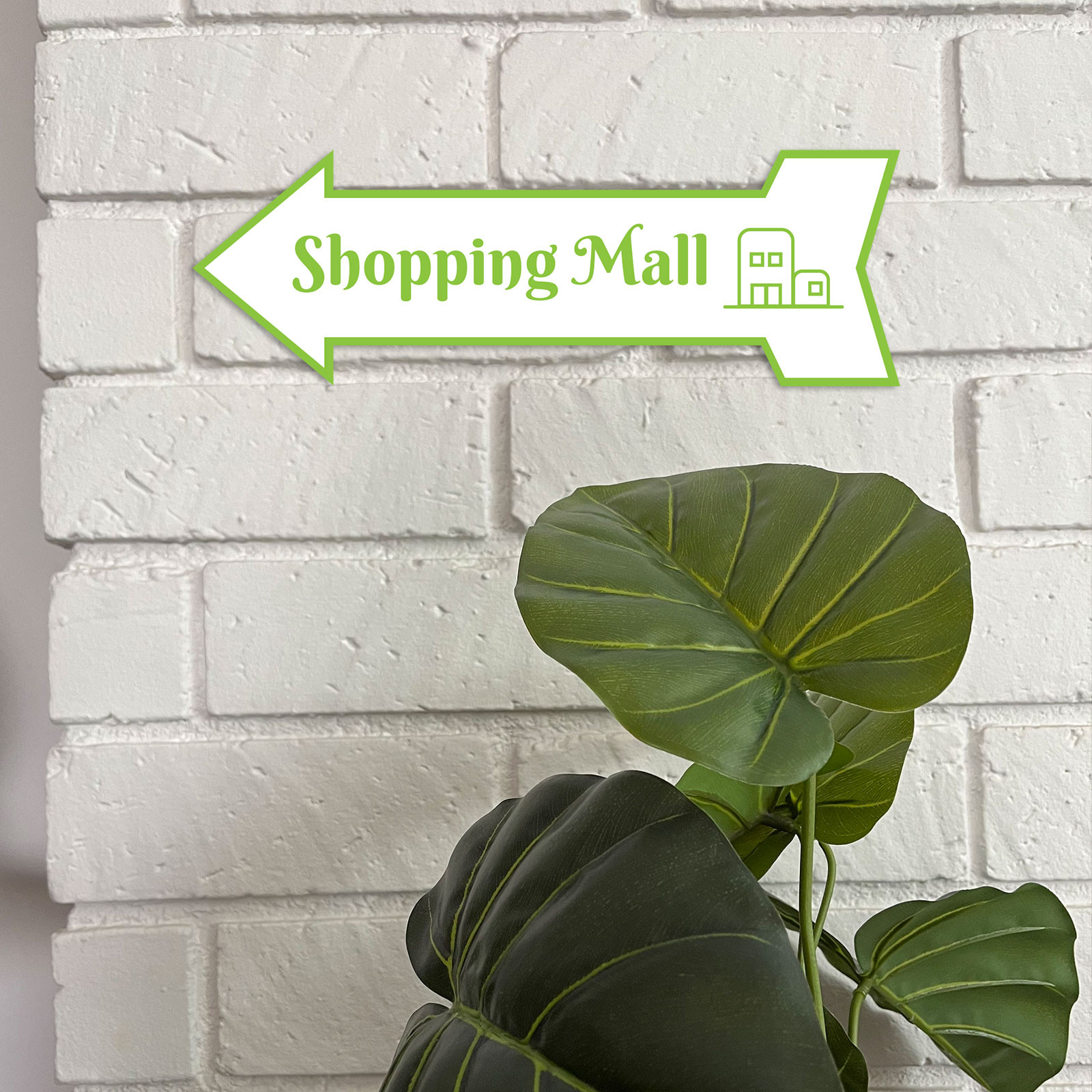 Arrow Shape Shopping Mall 12×4&Prime; Wall or Door Sign | Public Shop Signage