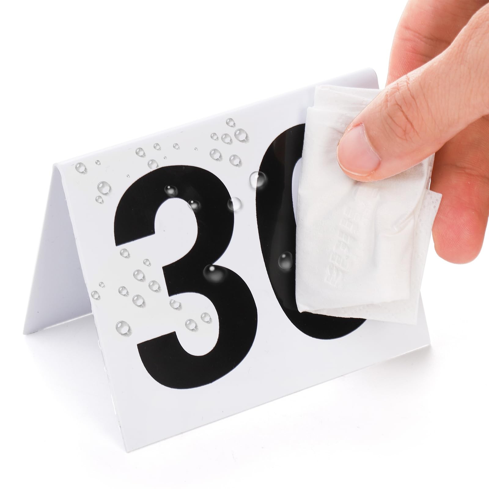30 PCS Restaurant Table Numbers 130 White Double Side Acrylic Tent 3.5x3x2.3 In